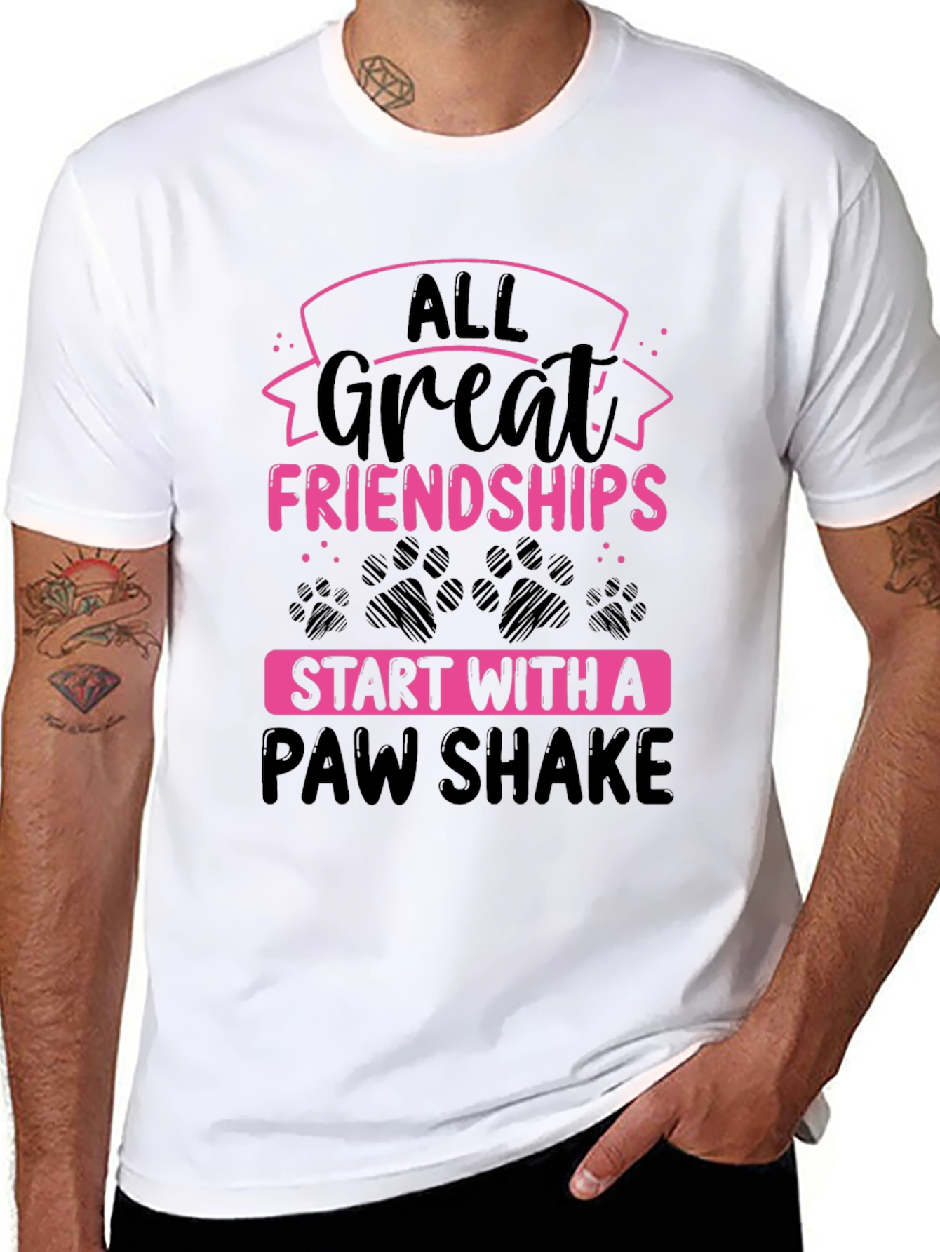 All Great Friendships Paw Shake T-Shirt