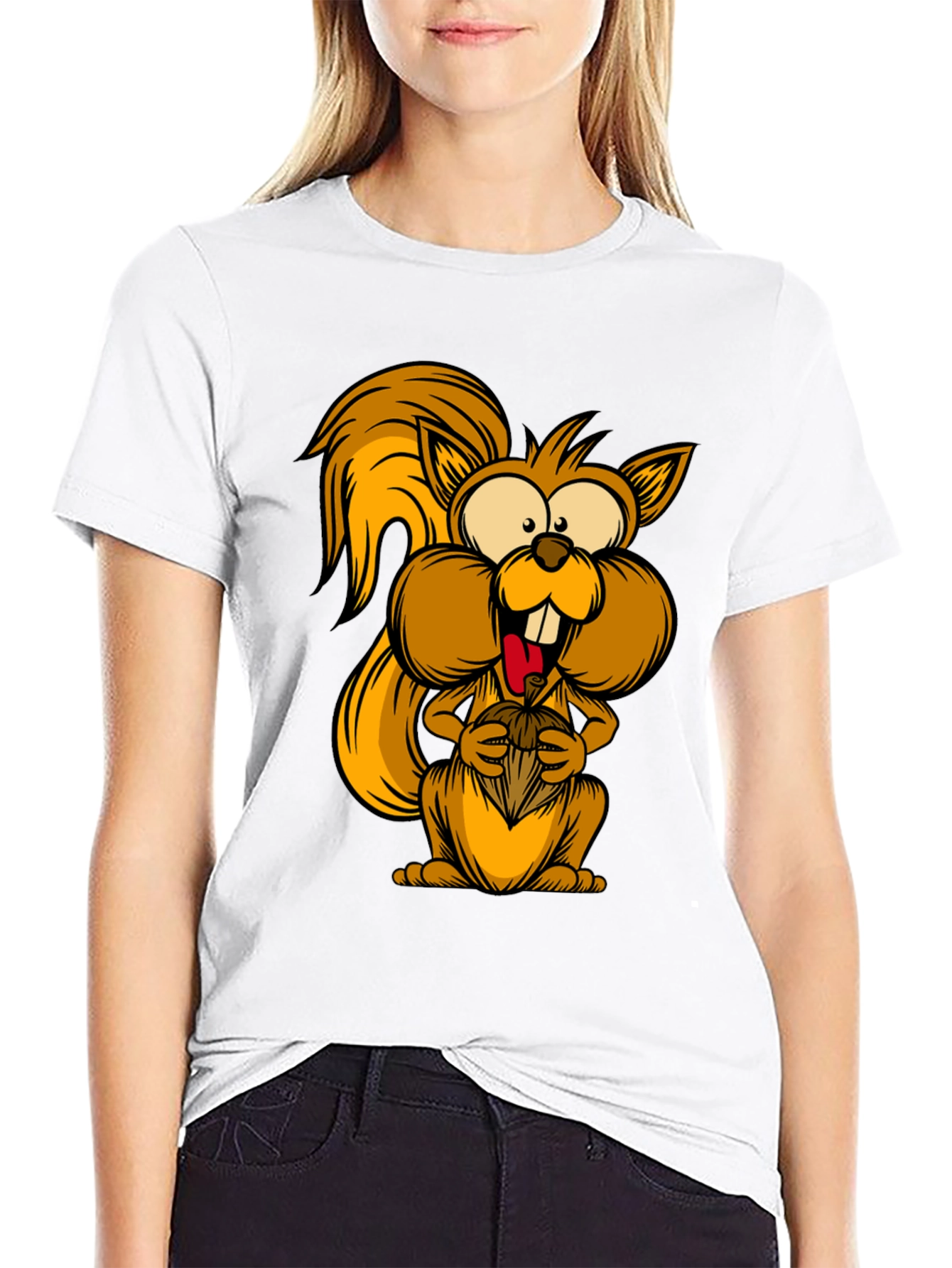 Funny Squirrel Graphic Tee - Black Cotton T-Shirt