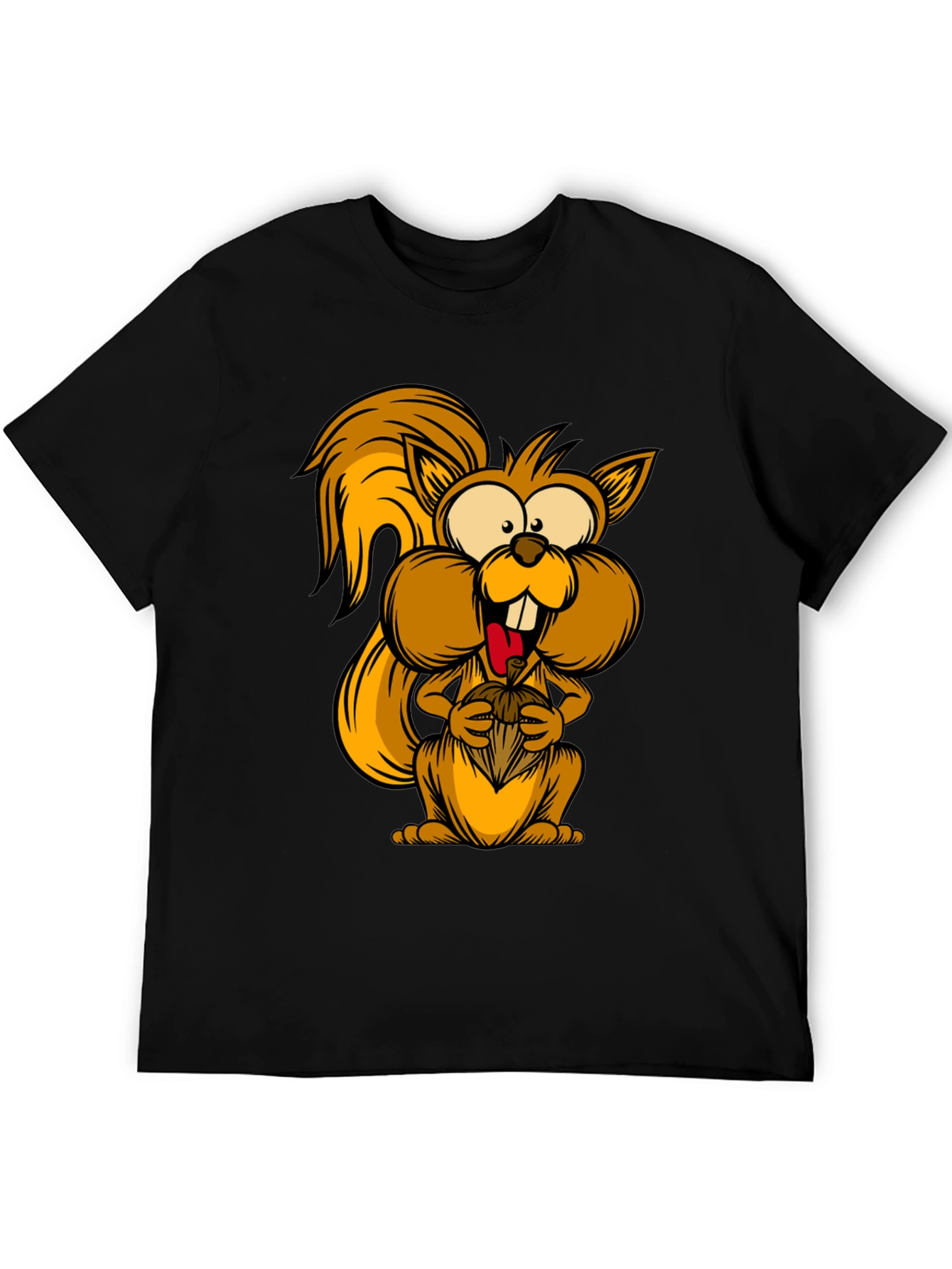 Funny Squirrel Graphic Tee - Black Cotton T-Shirt