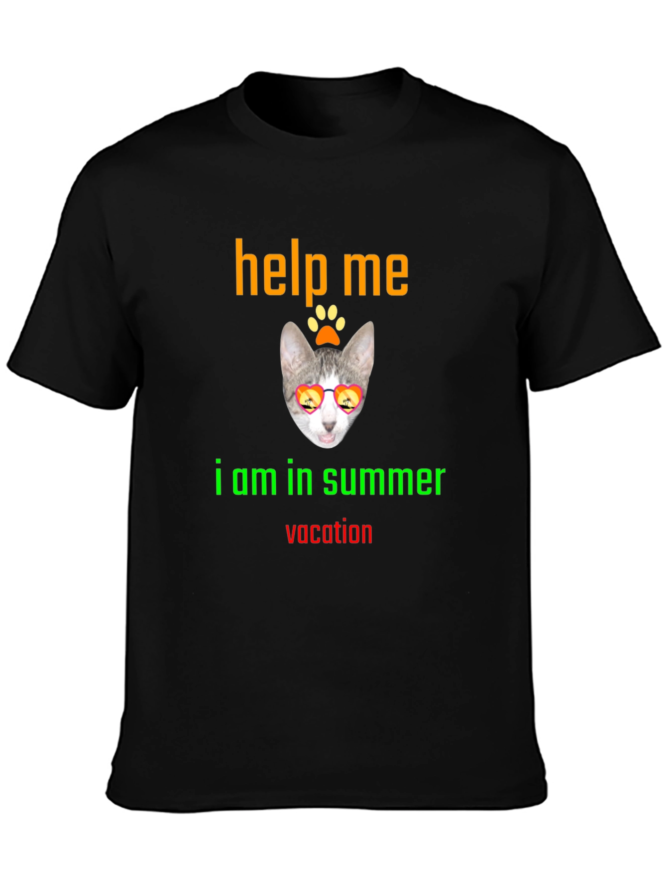 Help Me Summer Vacation Tee - Cat Sunglasses T-Shirt