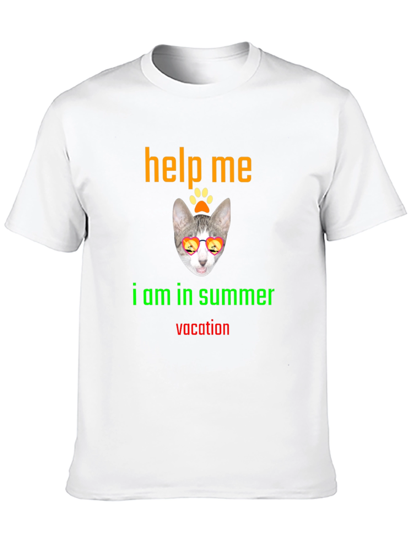 Help Me Summer Vacation Tee - Cat Sunglasses T-Shirt