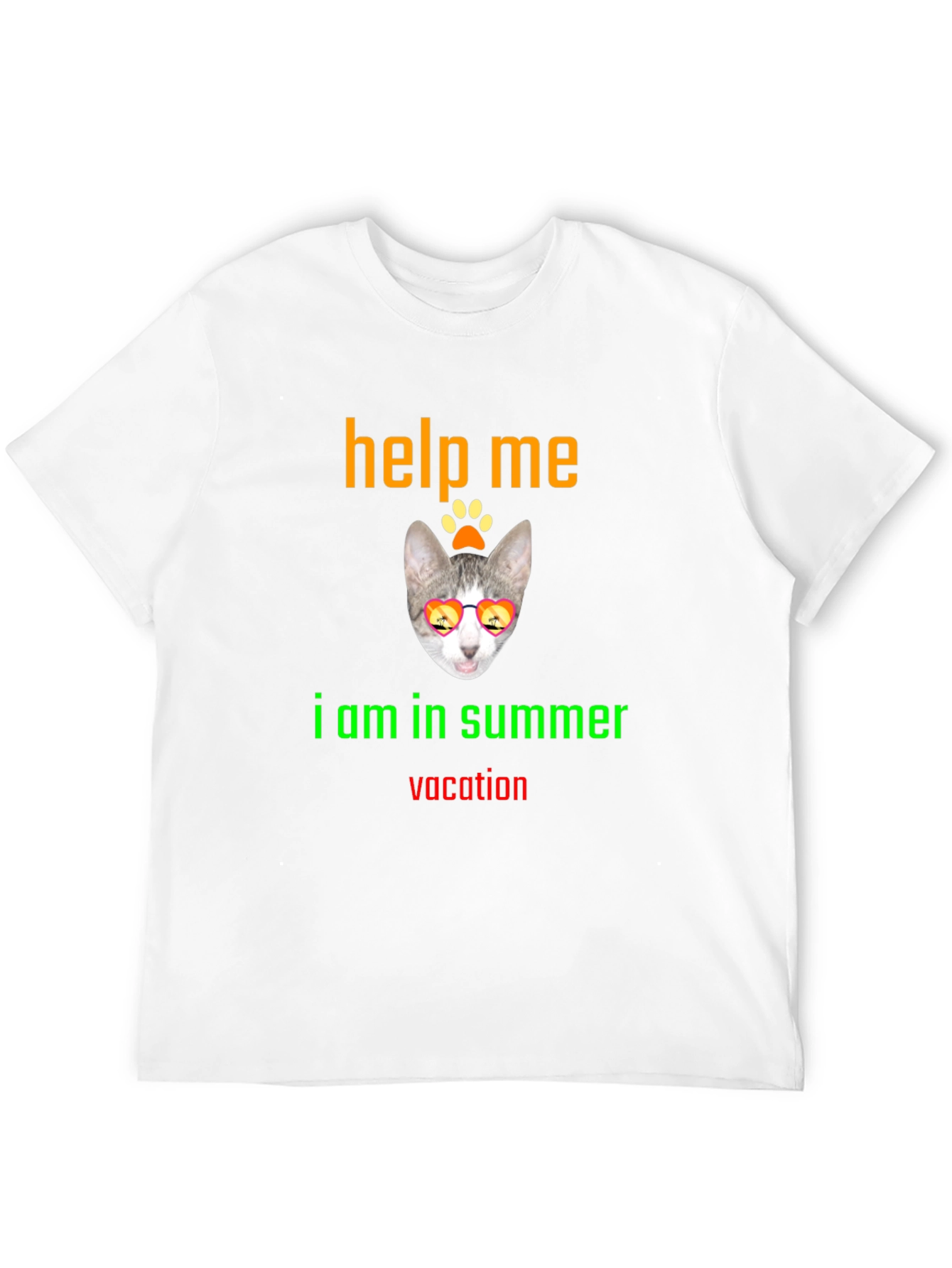 Help Me Summer Vacation Tee - Cat Sunglasses T-Shirt