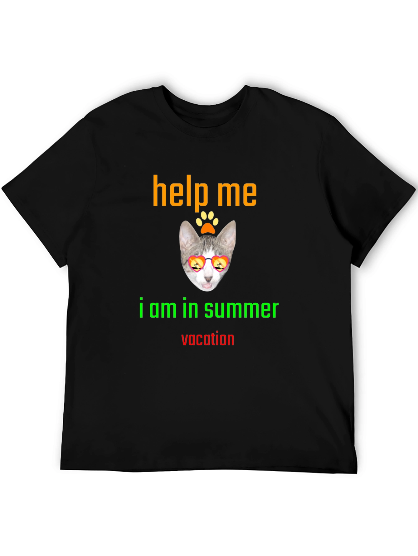 Help Me Summer Vacation Tee - Cat Sunglasses T-Shirt