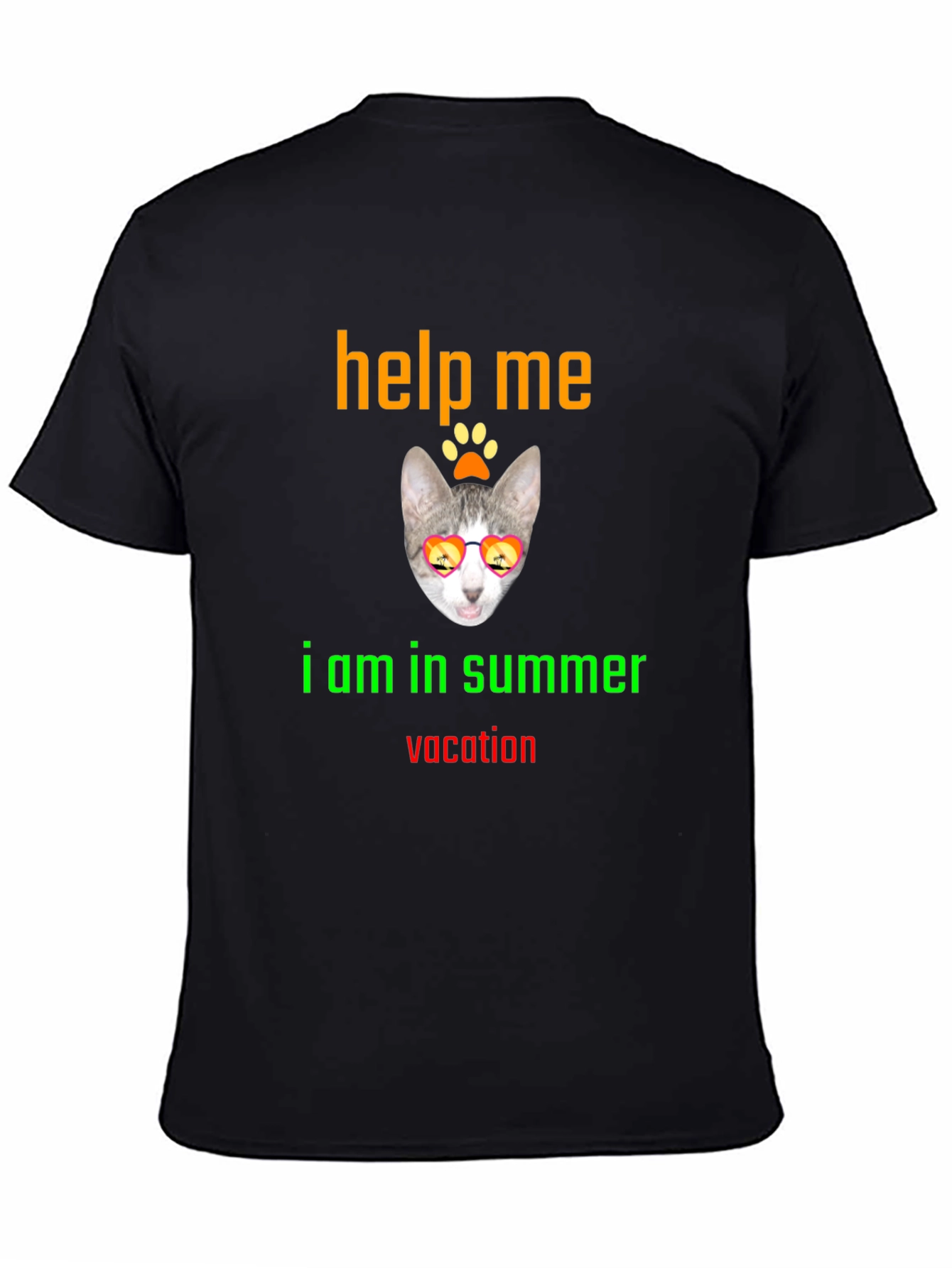 Help Me Summer Vacation Tee - Cat Sunglasses T-Shirt