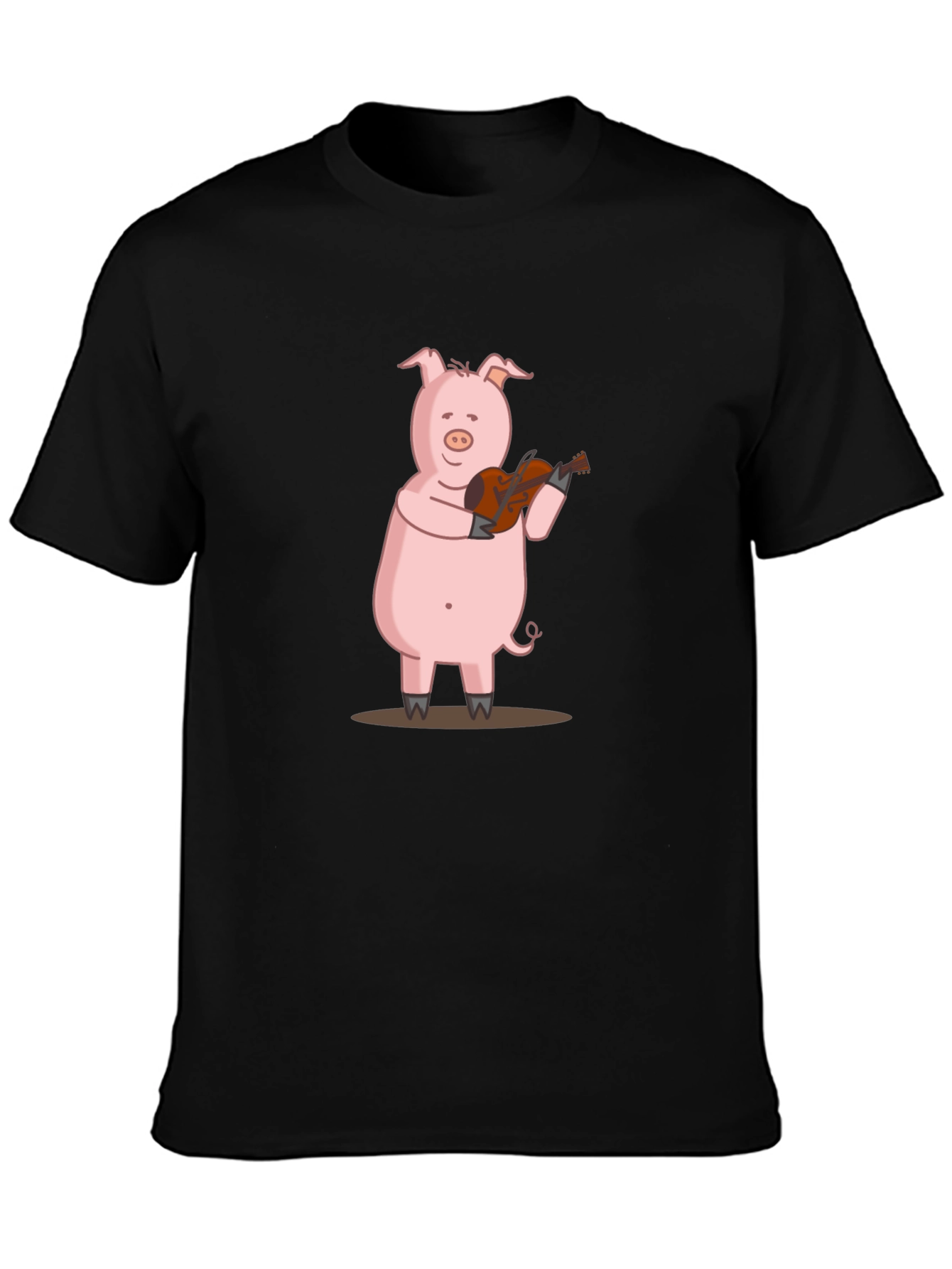 Pig Playing Guitar Graphic Tee - Black