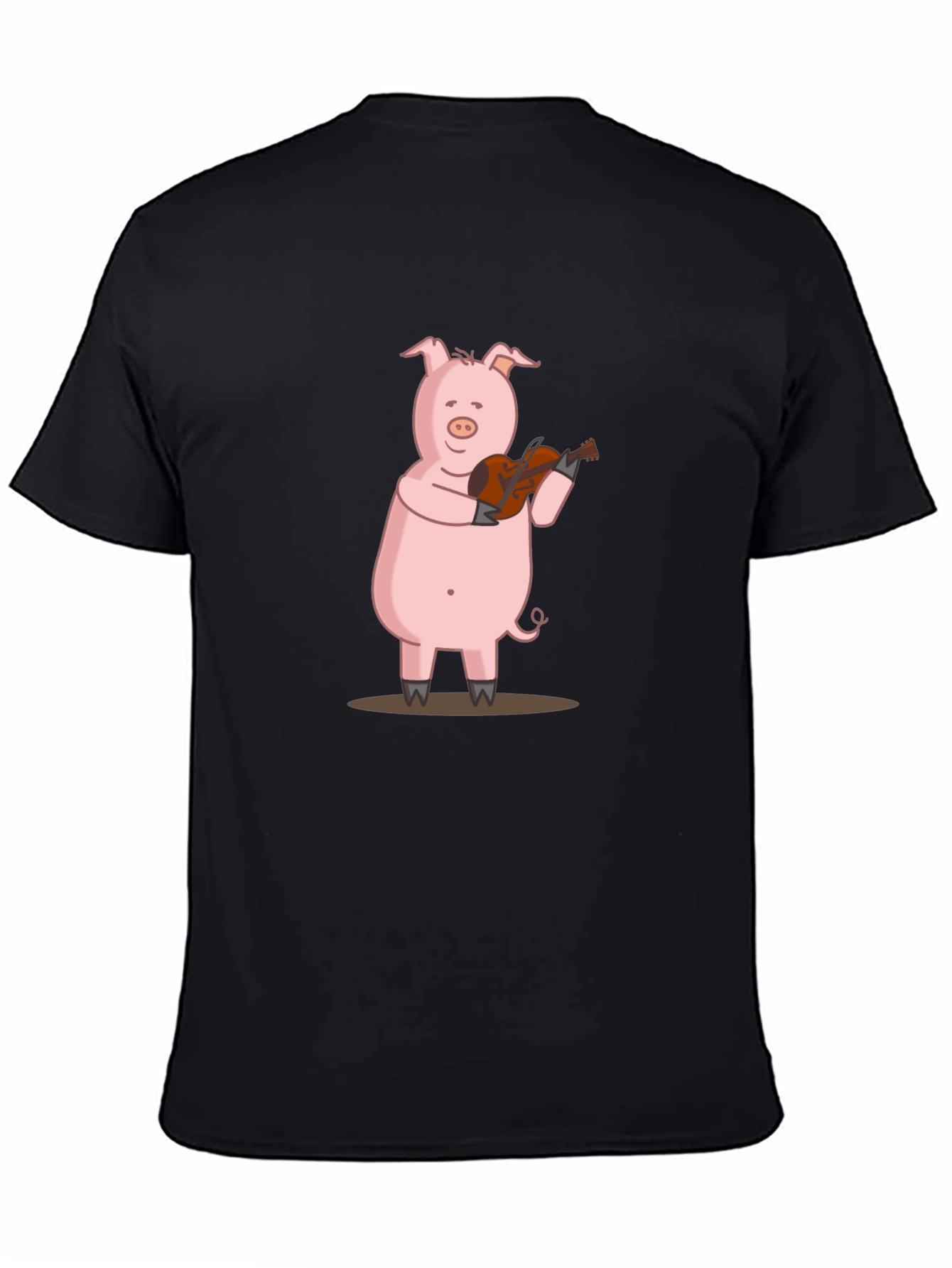 Pig Playing Guitar Graphic Tee - Black