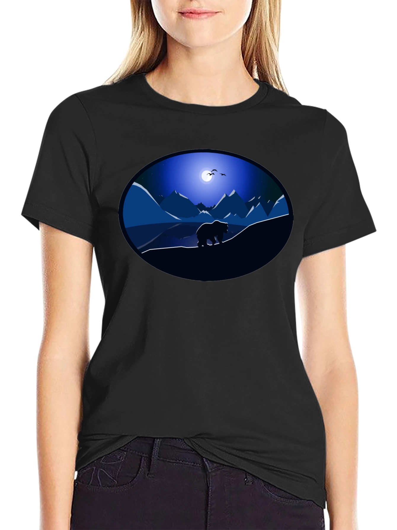 Bear Mountain Night Graphic Tee - Black
