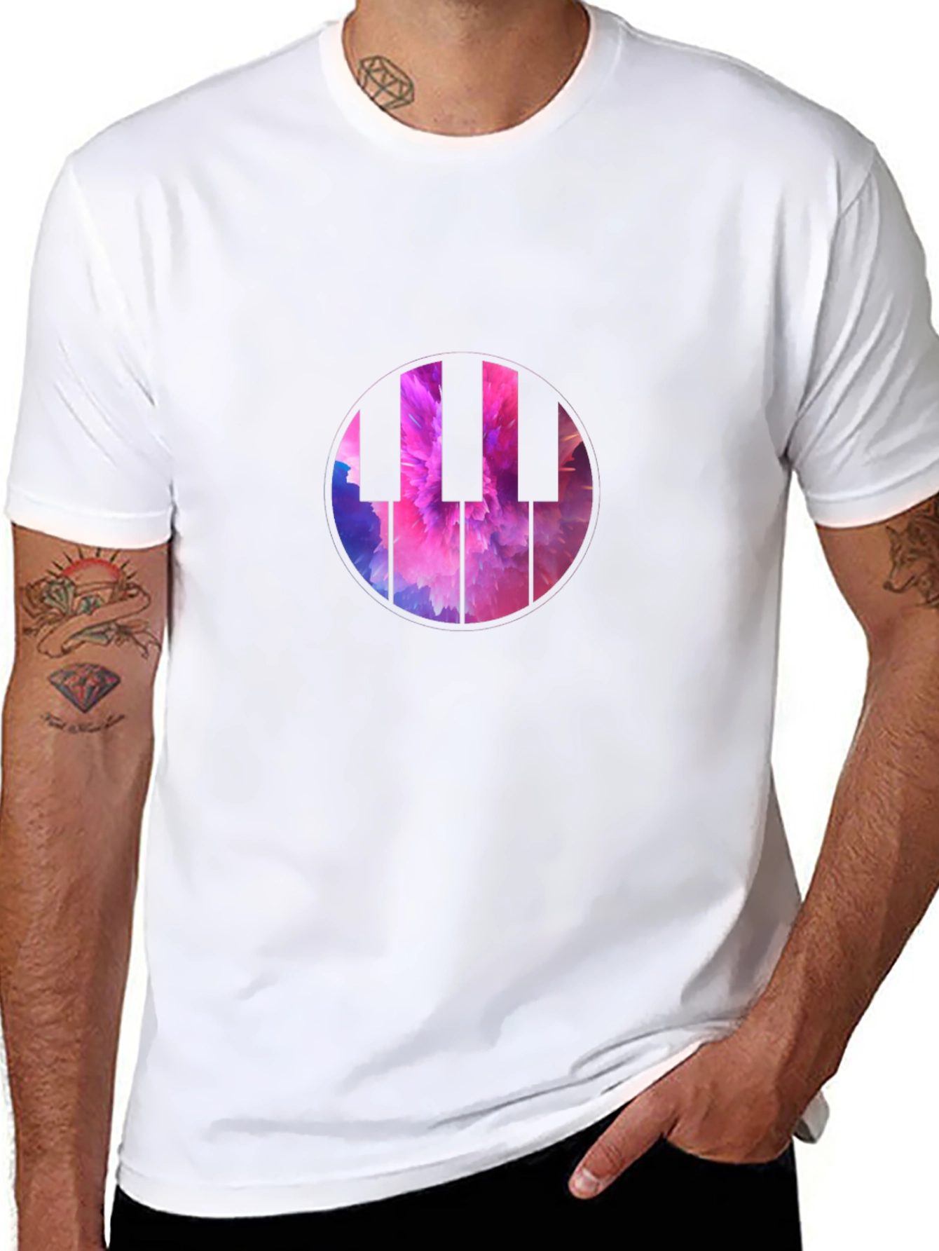 Piano Keys Graphic Tee - Abstract Music Shirt