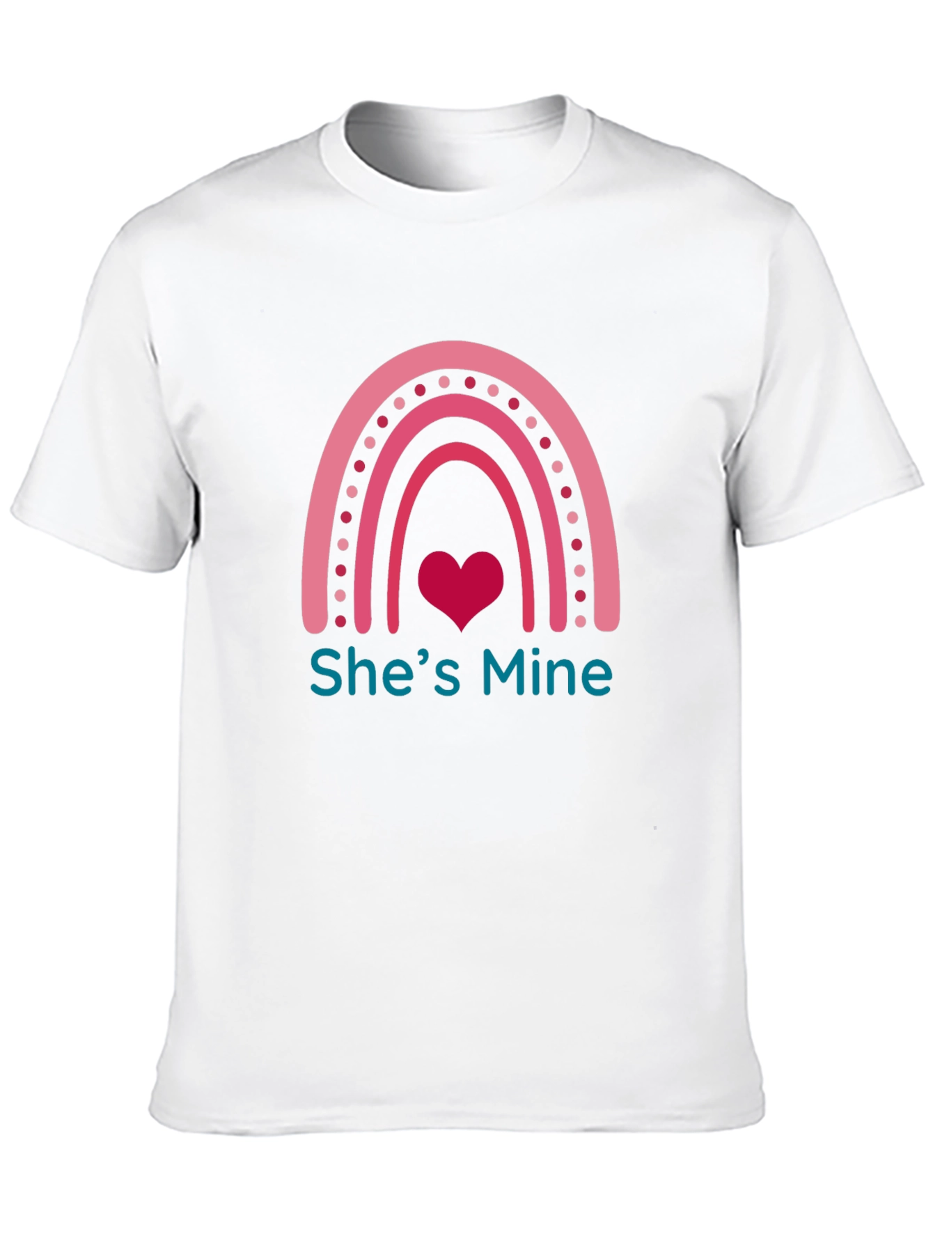 Shes Mine Graphic Tee - Romantic Rainbow Heart