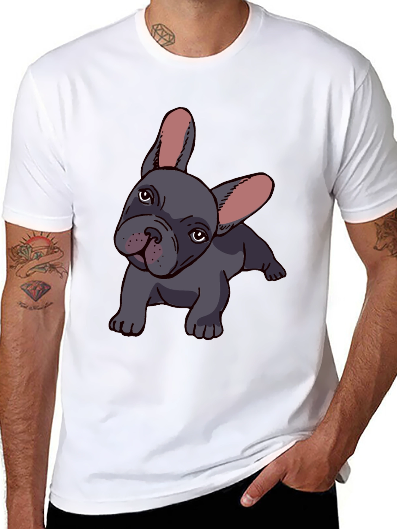 French Bulldog Graphic Tee - Mens Black T-Shirt