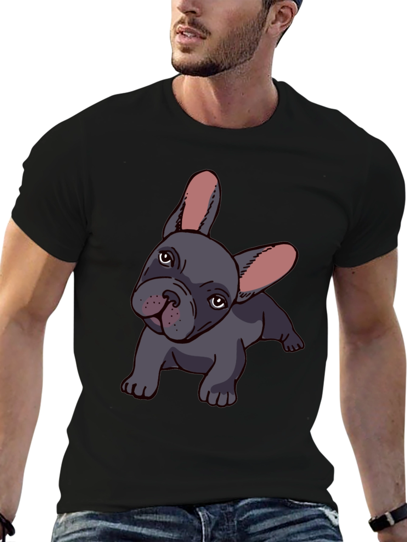 French Bulldog Graphic Tee - Mens Black T-Shirt