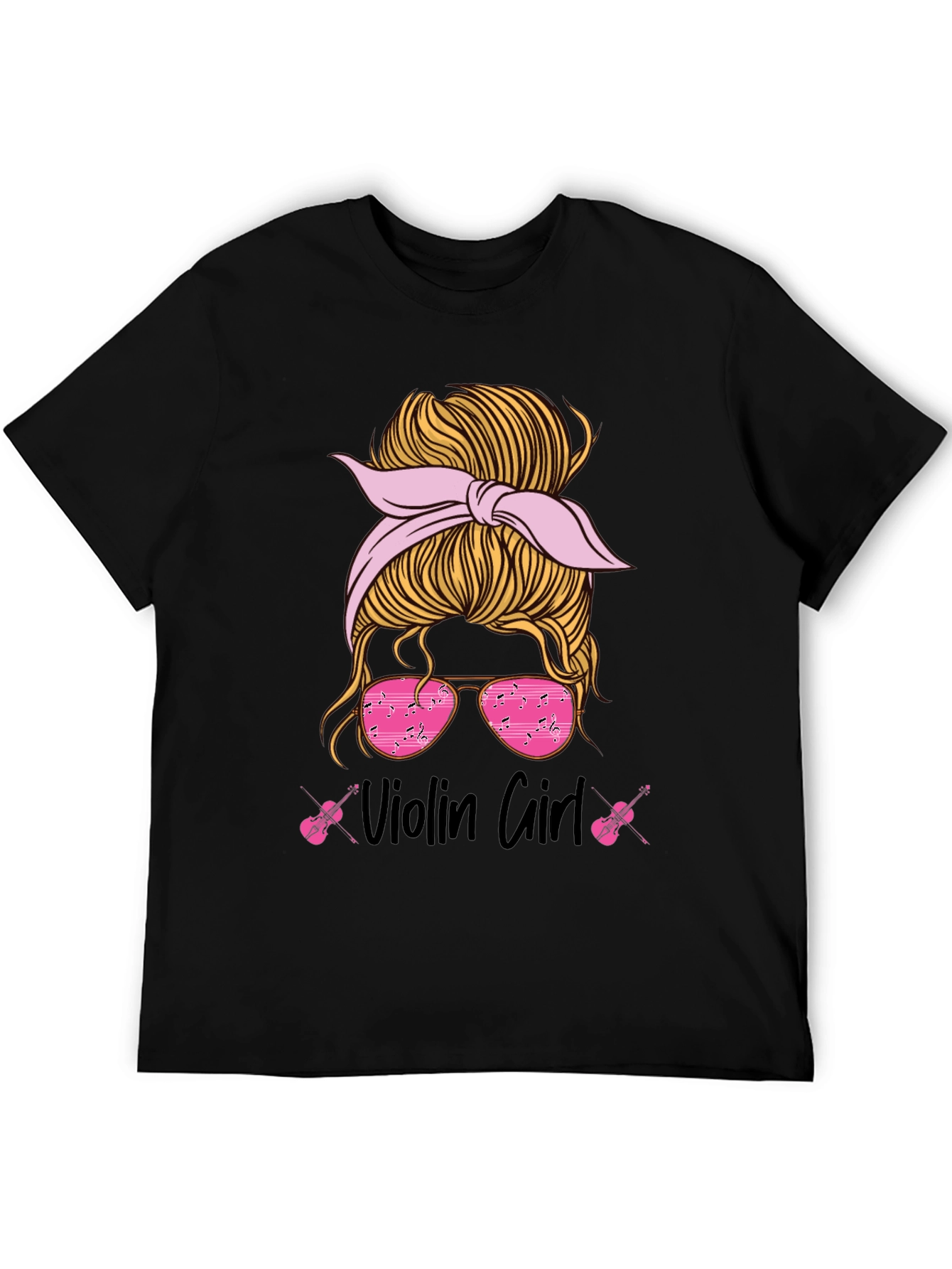 Violin Girl Messy Bun T-Shirt Music Lover Tee