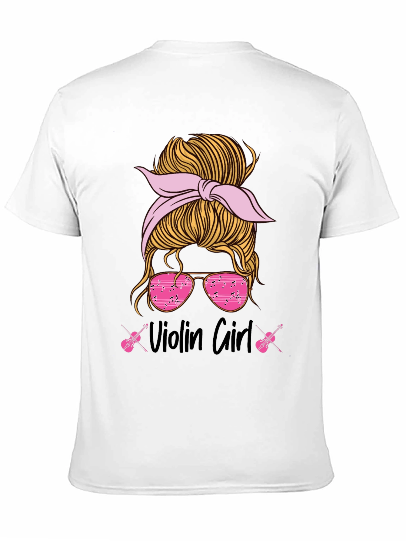 Violin Girl Messy Bun T-Shirt Music Lover Tee