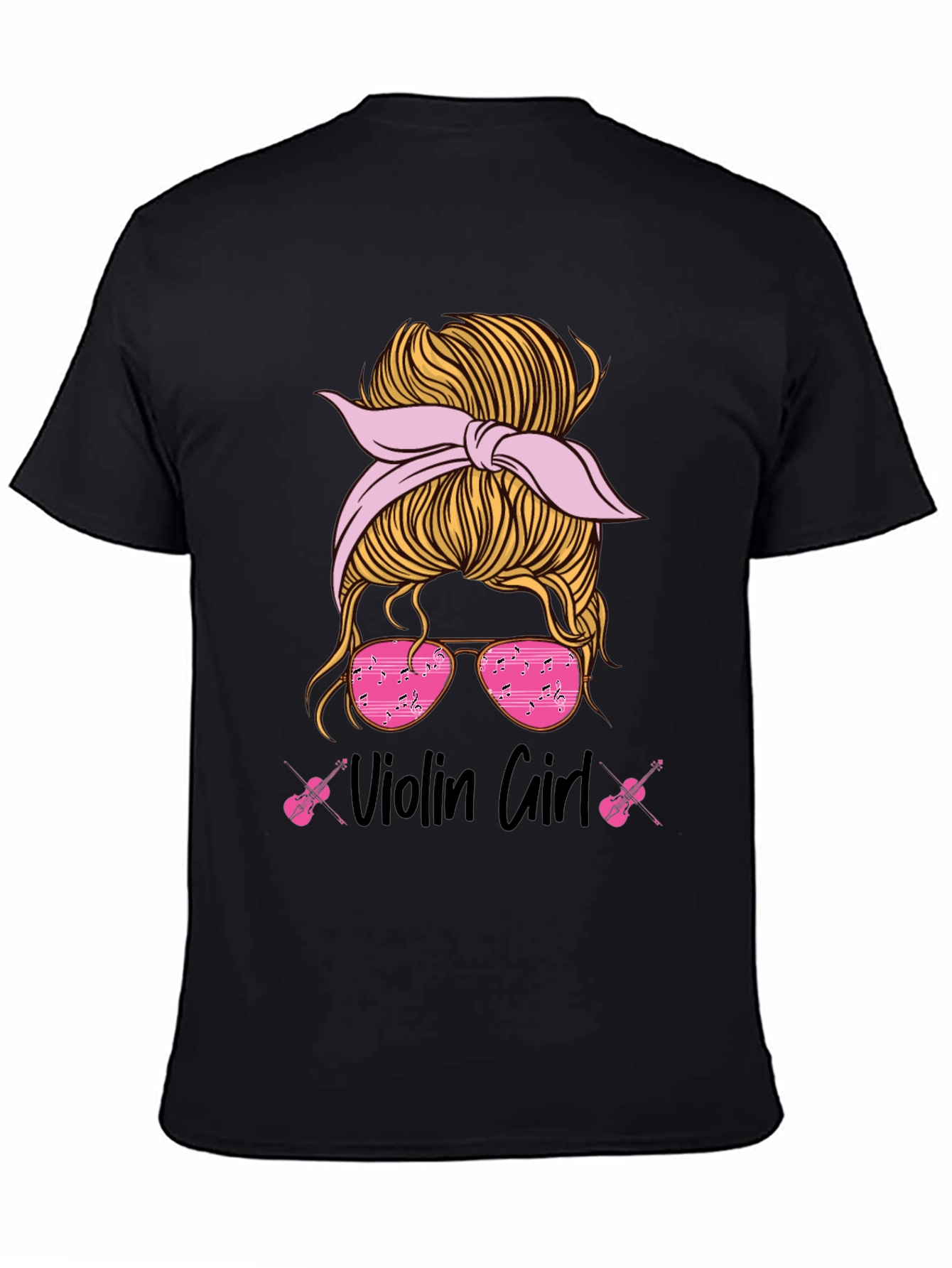 Violin Girl Messy Bun T-Shirt Music Lover Tee
