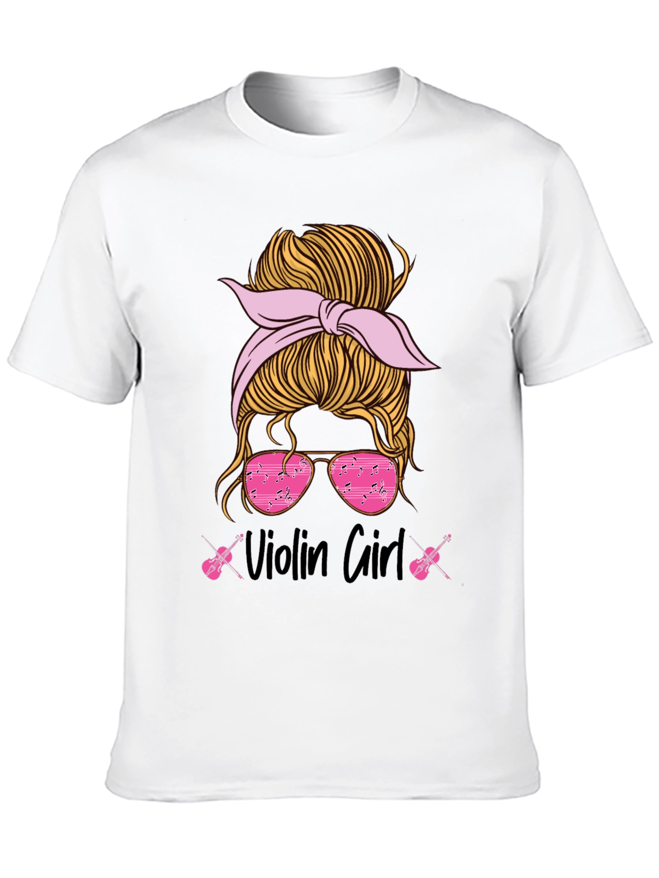 Violin Girl Messy Bun T-Shirt Music Lover Tee