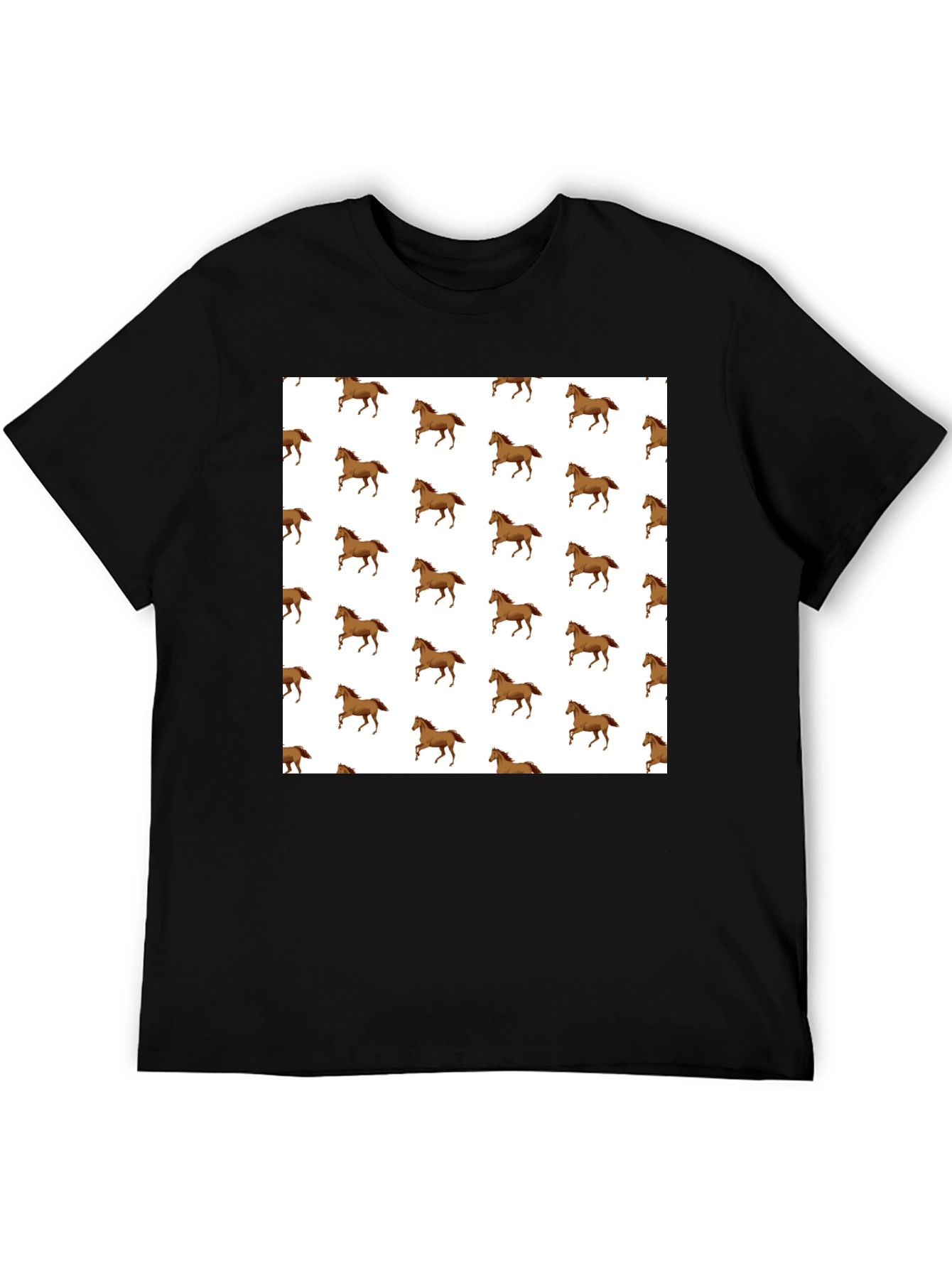 Horse Pattern T-Shirt - Classic Black Tee
