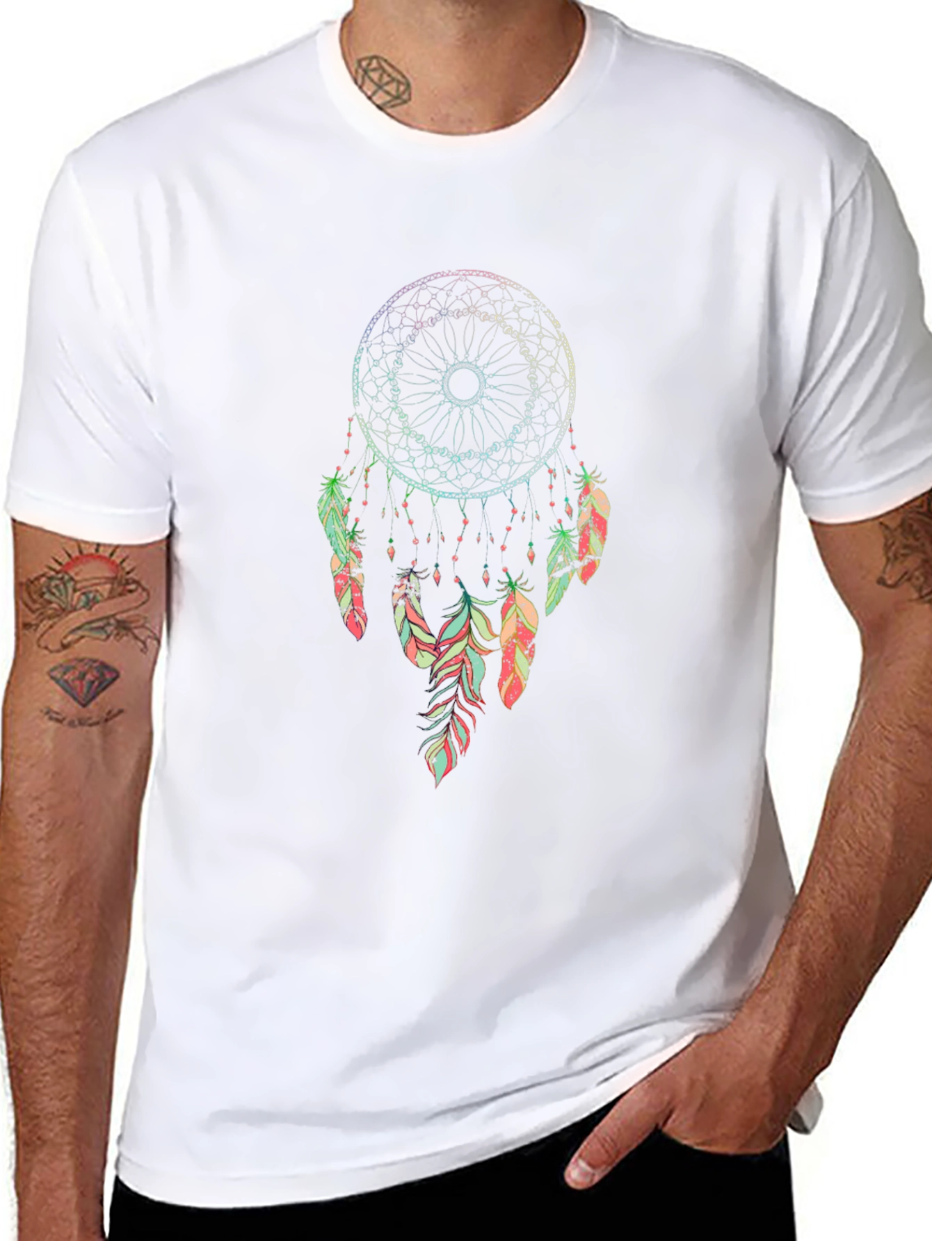 Dreamcatcher Graphic Tee - Bohemian Style Black T-Shirt