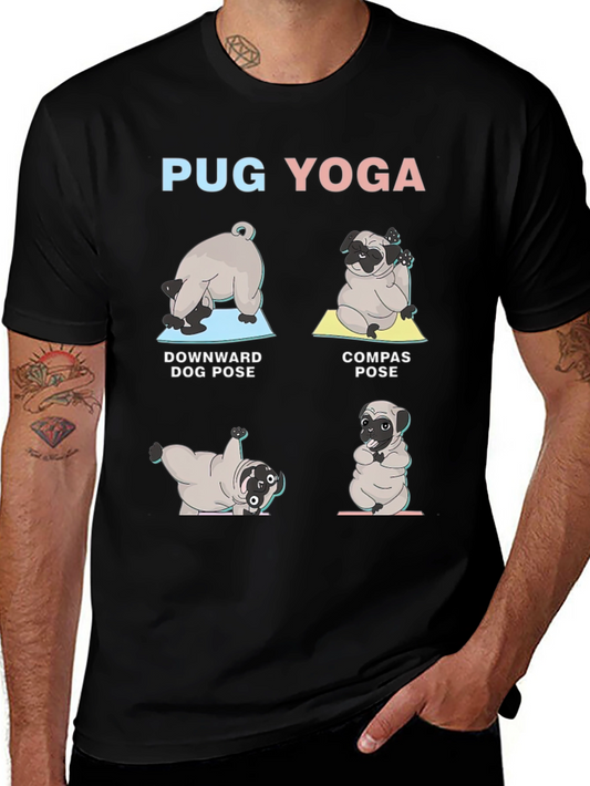 Pug Yoga T-Shirt - Downward Dog Compass Pose