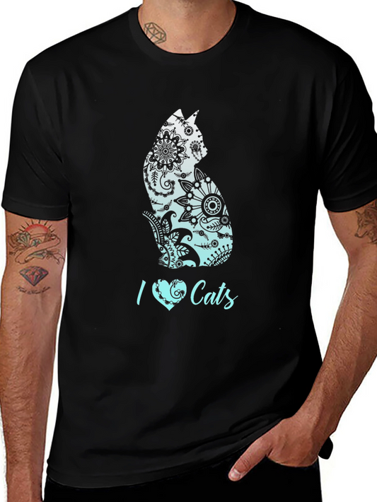 I Heart Cats Black Graphic T-Shirt