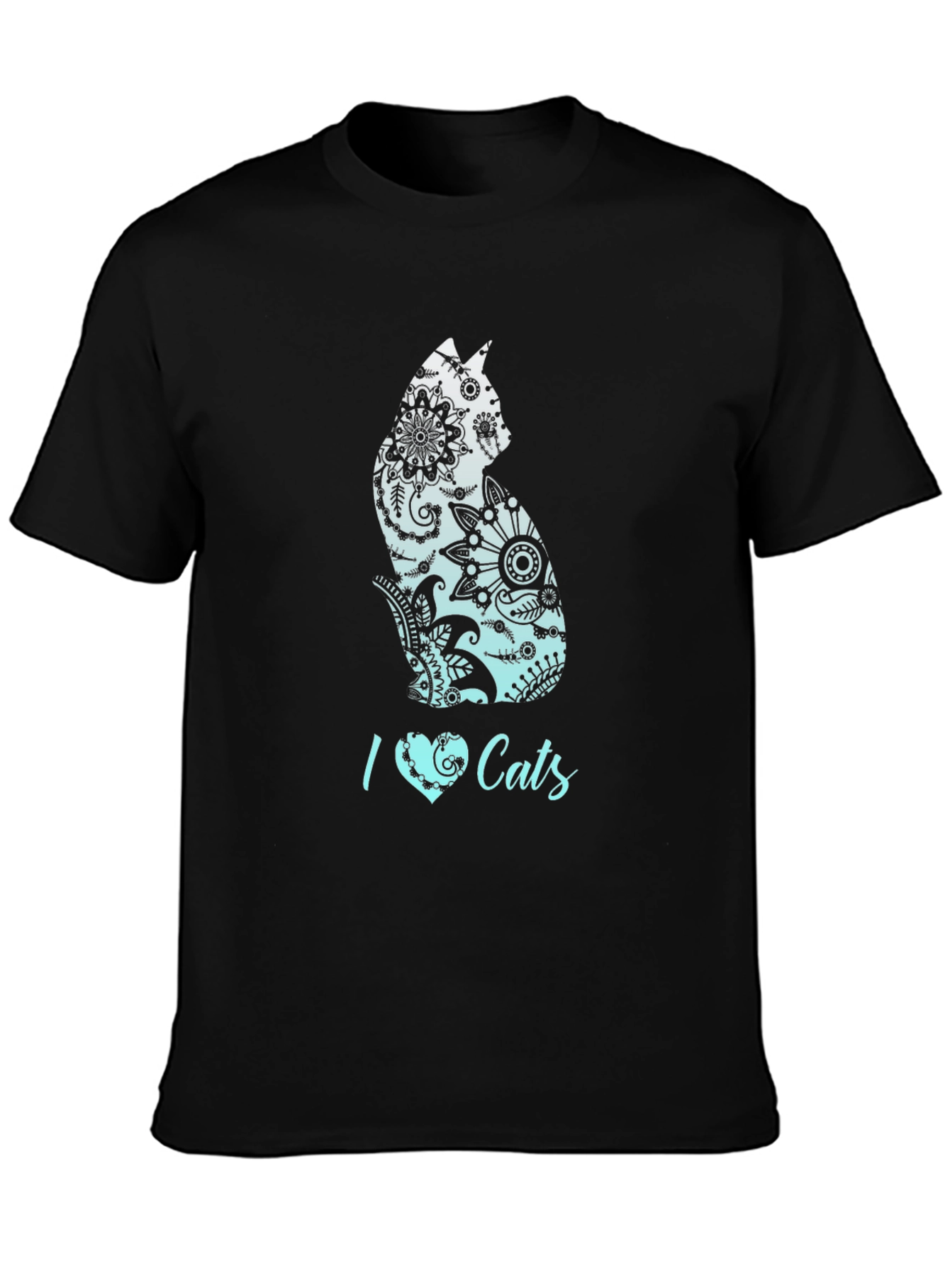 I Heart Cats Black Graphic T-Shirt
