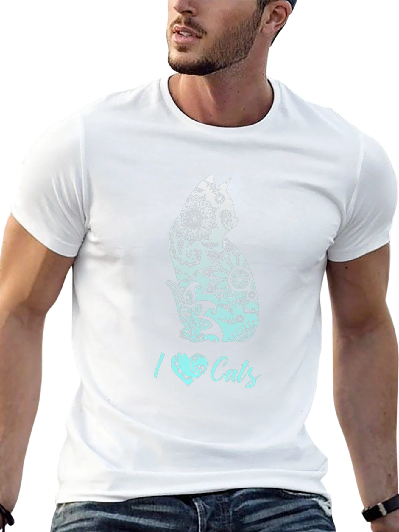 I Heart Cats Black Graphic T-Shirt