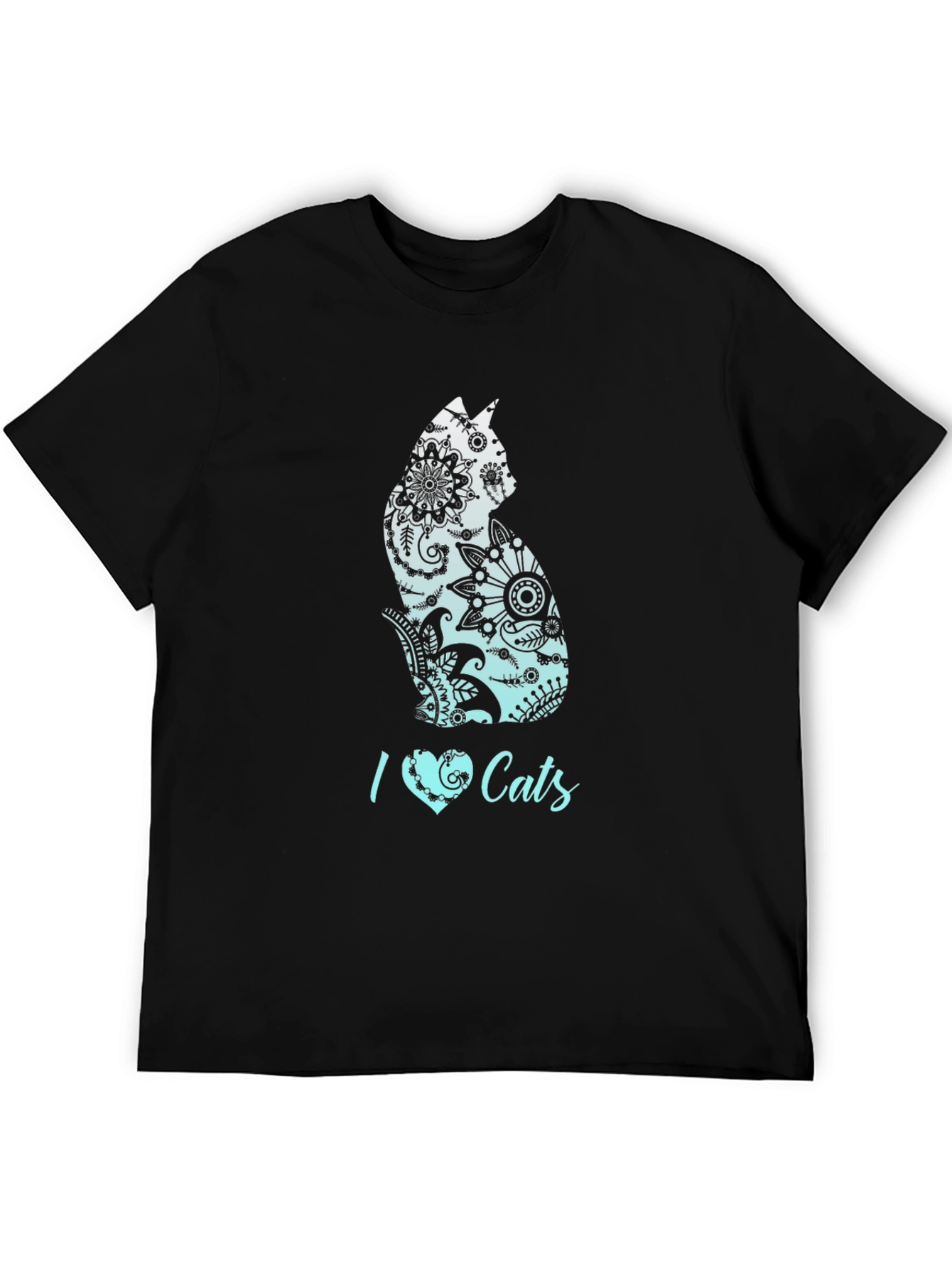 I Heart Cats Black Graphic T-Shirt