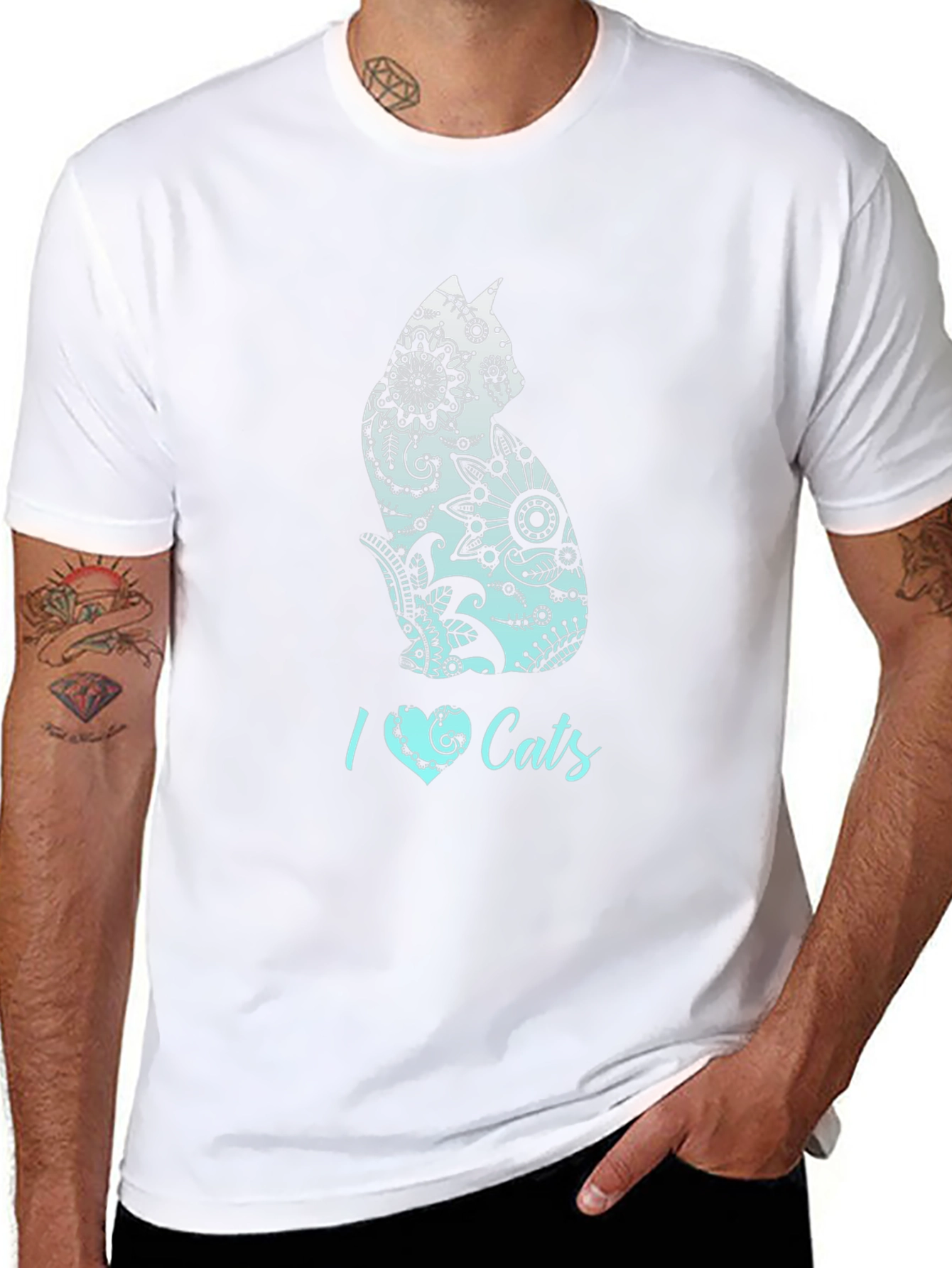 I Heart Cats Black Graphic T-Shirt