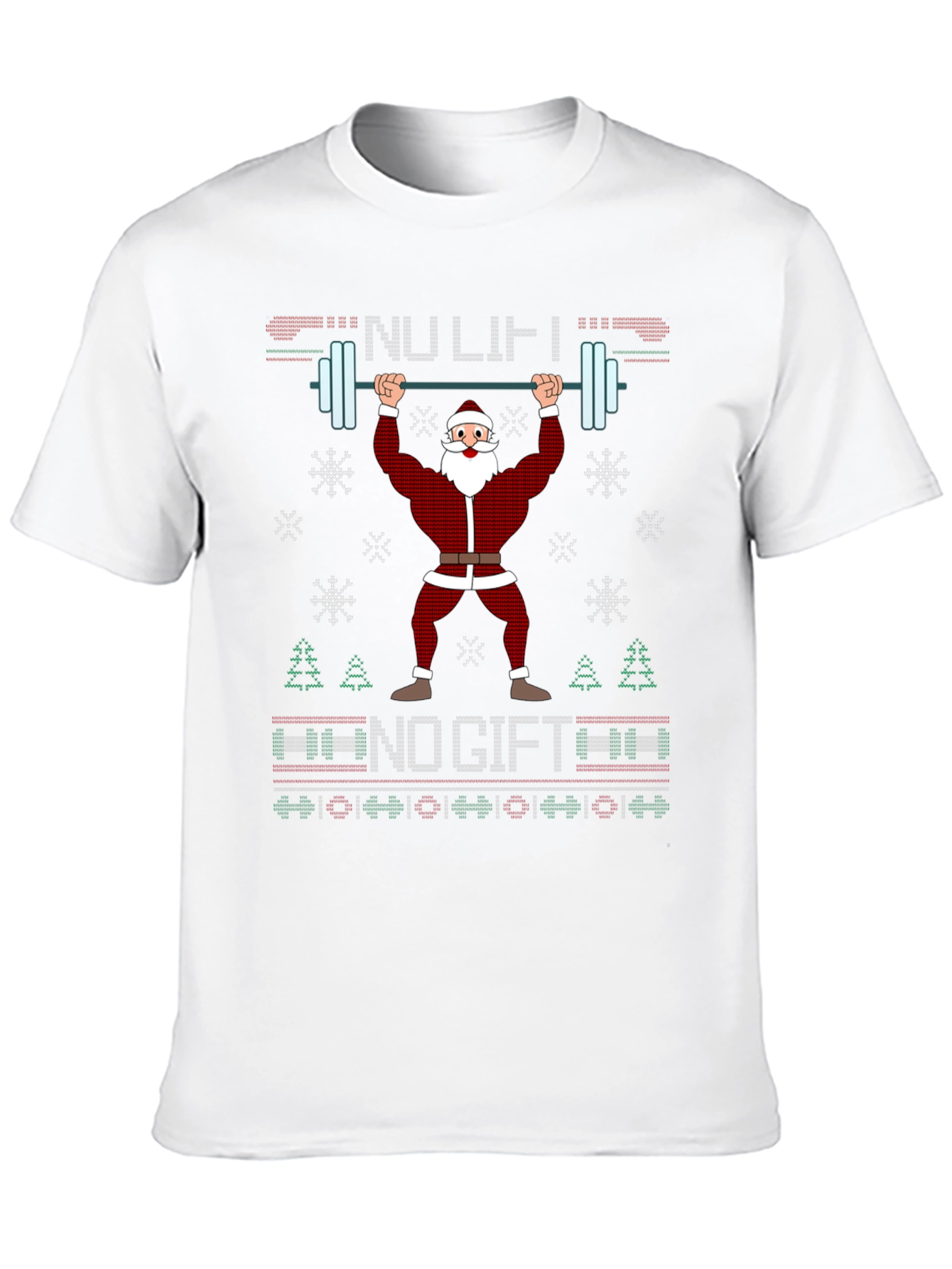 Funny Santa Weightlifting Ugly Christmas Sweater T-Shirt