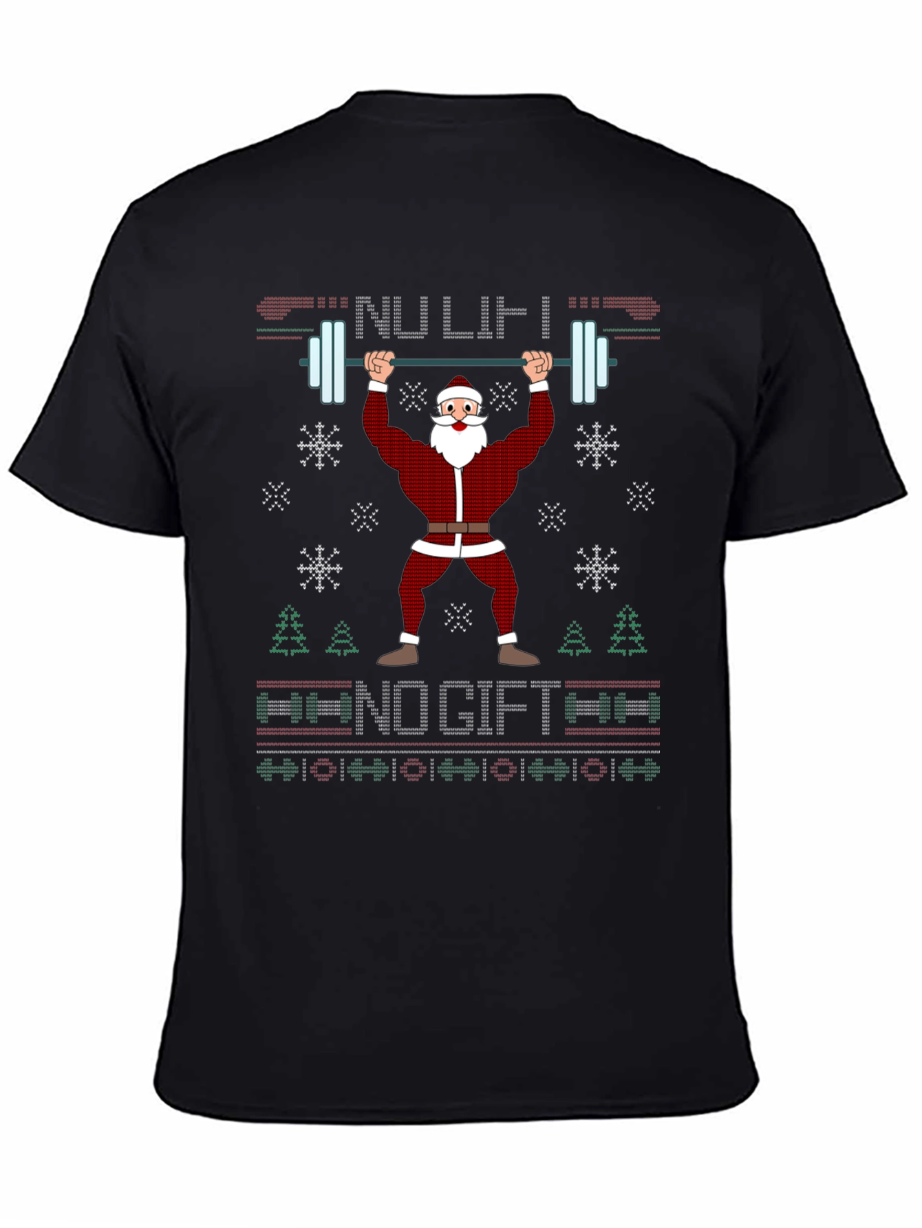 Funny Santa Weightlifting Ugly Christmas Sweater T-Shirt