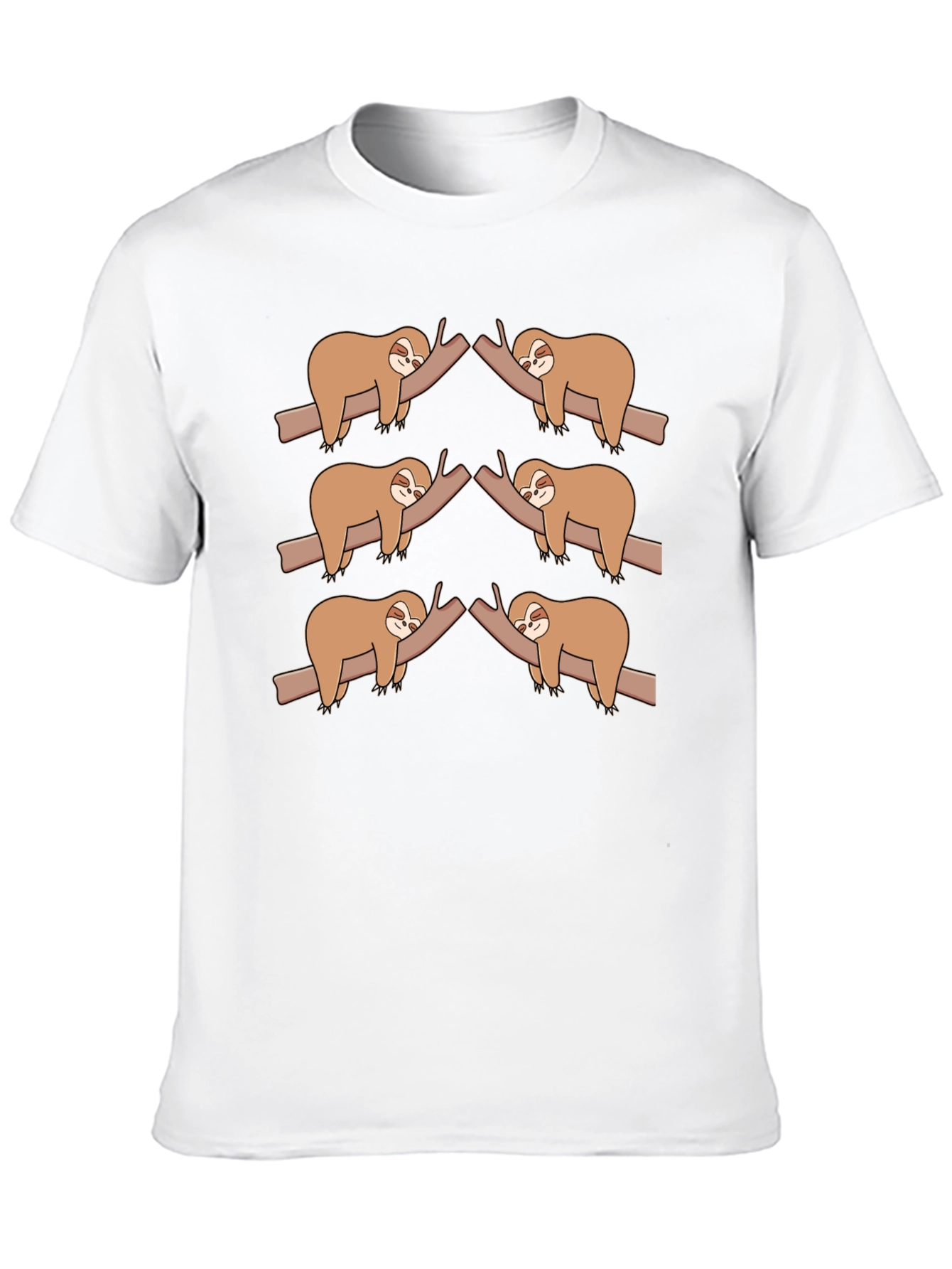 Sloth on Branch Black T-Shirt - Cute Animal Tee