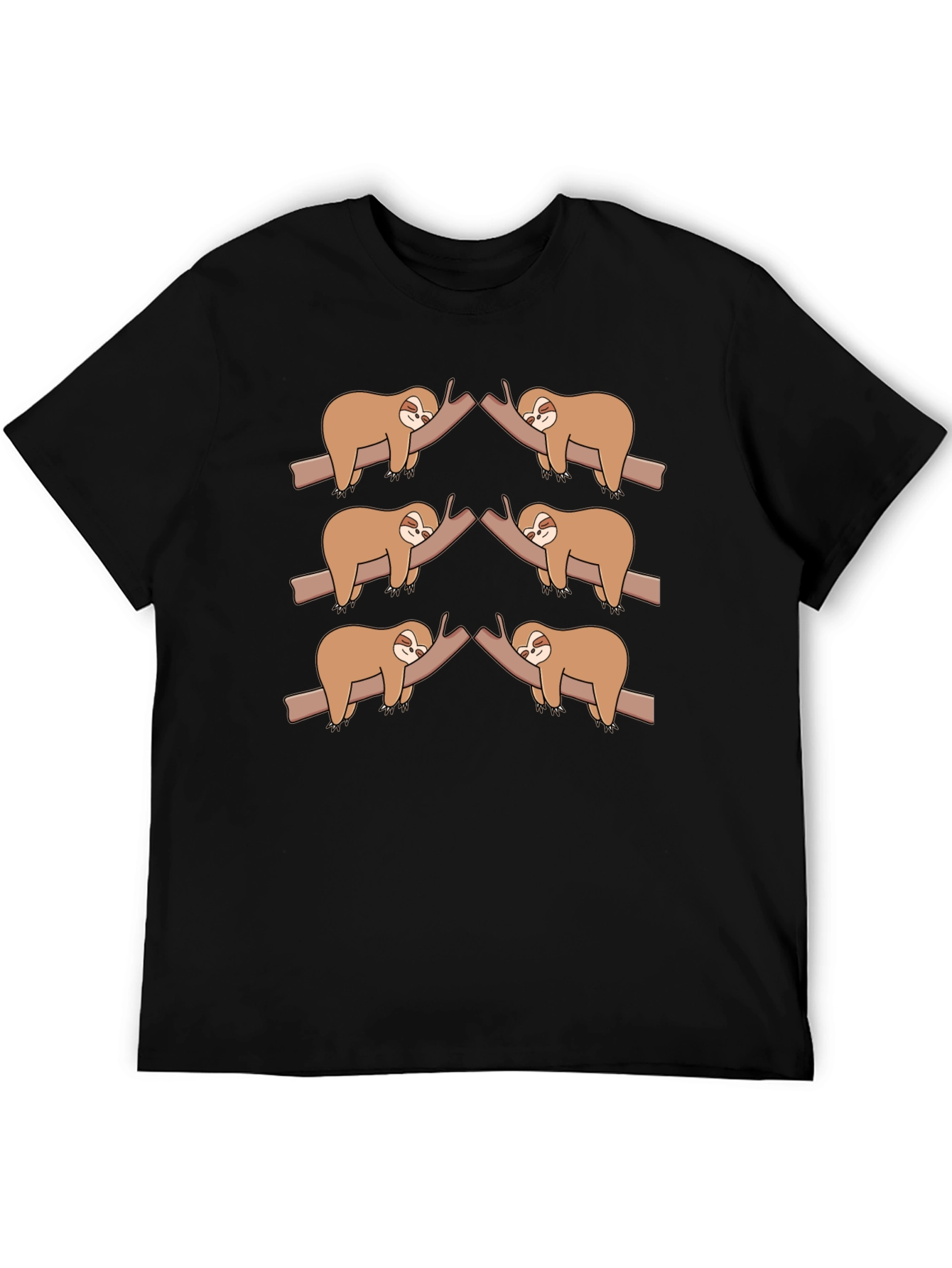 Sloth on Branch Black T-Shirt - Cute Animal Tee
