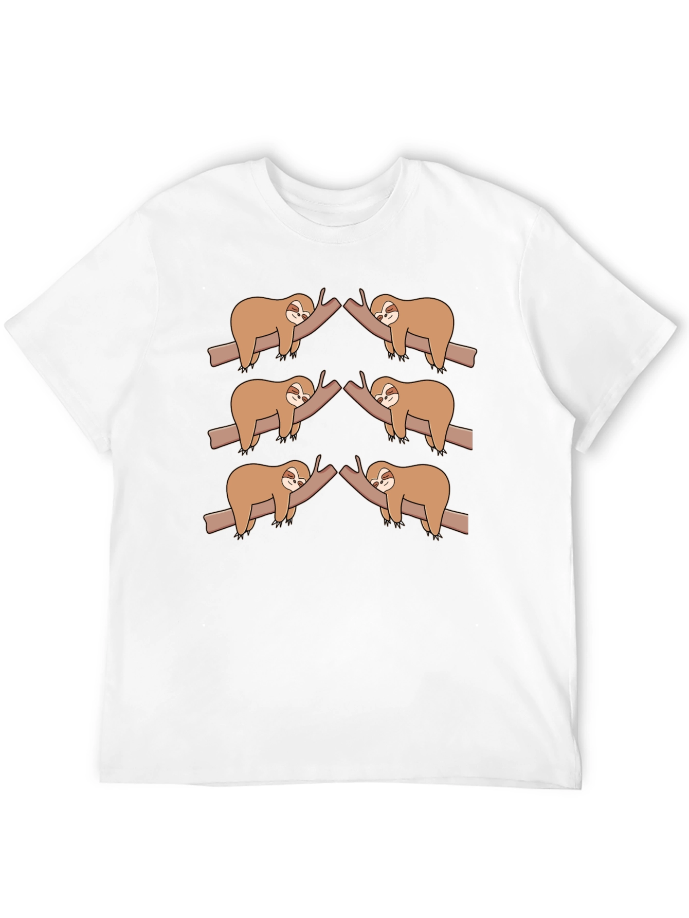 Sloth on Branch Black T-Shirt - Cute Animal Tee