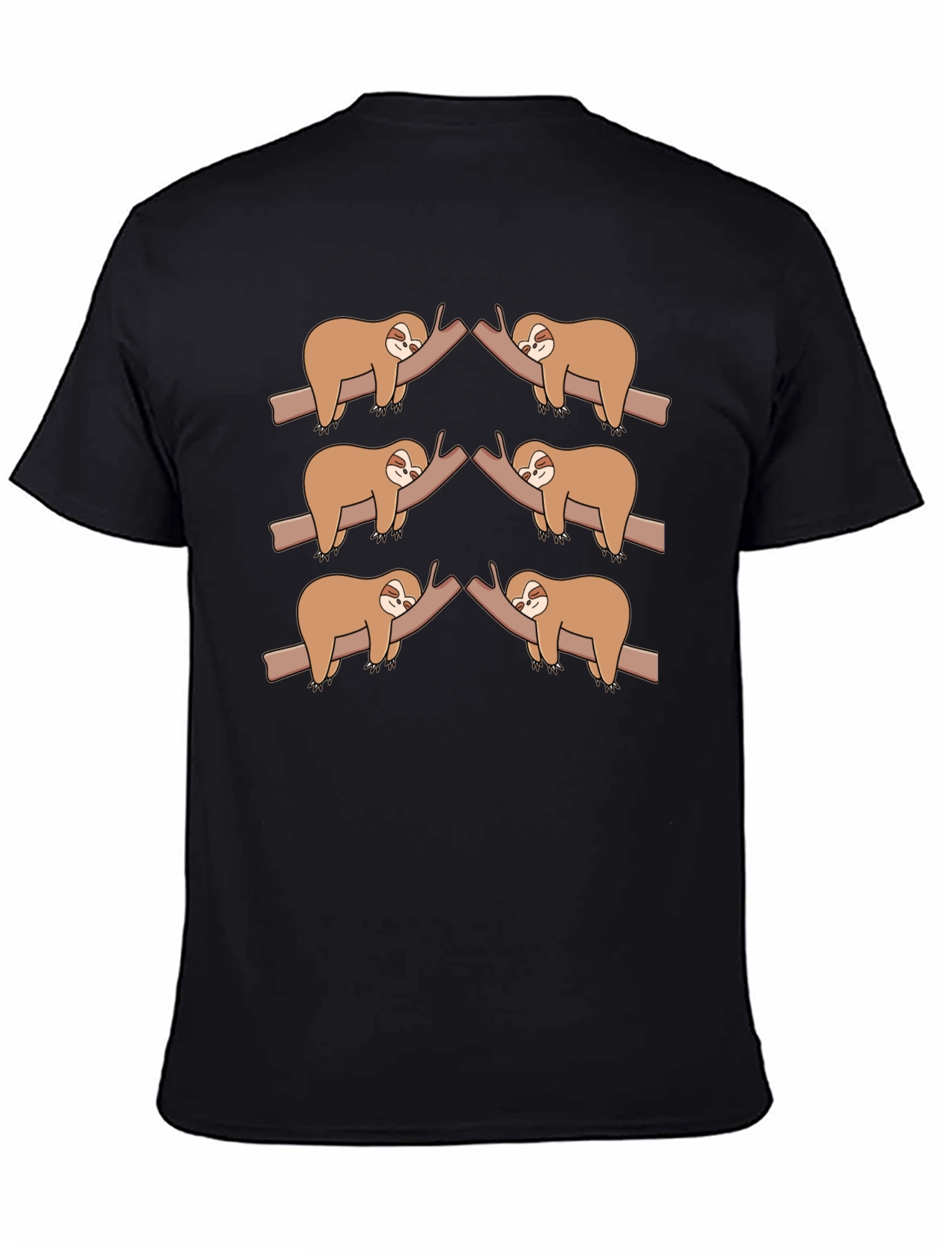 Sloth on Branch Black T-Shirt - Cute Animal Tee