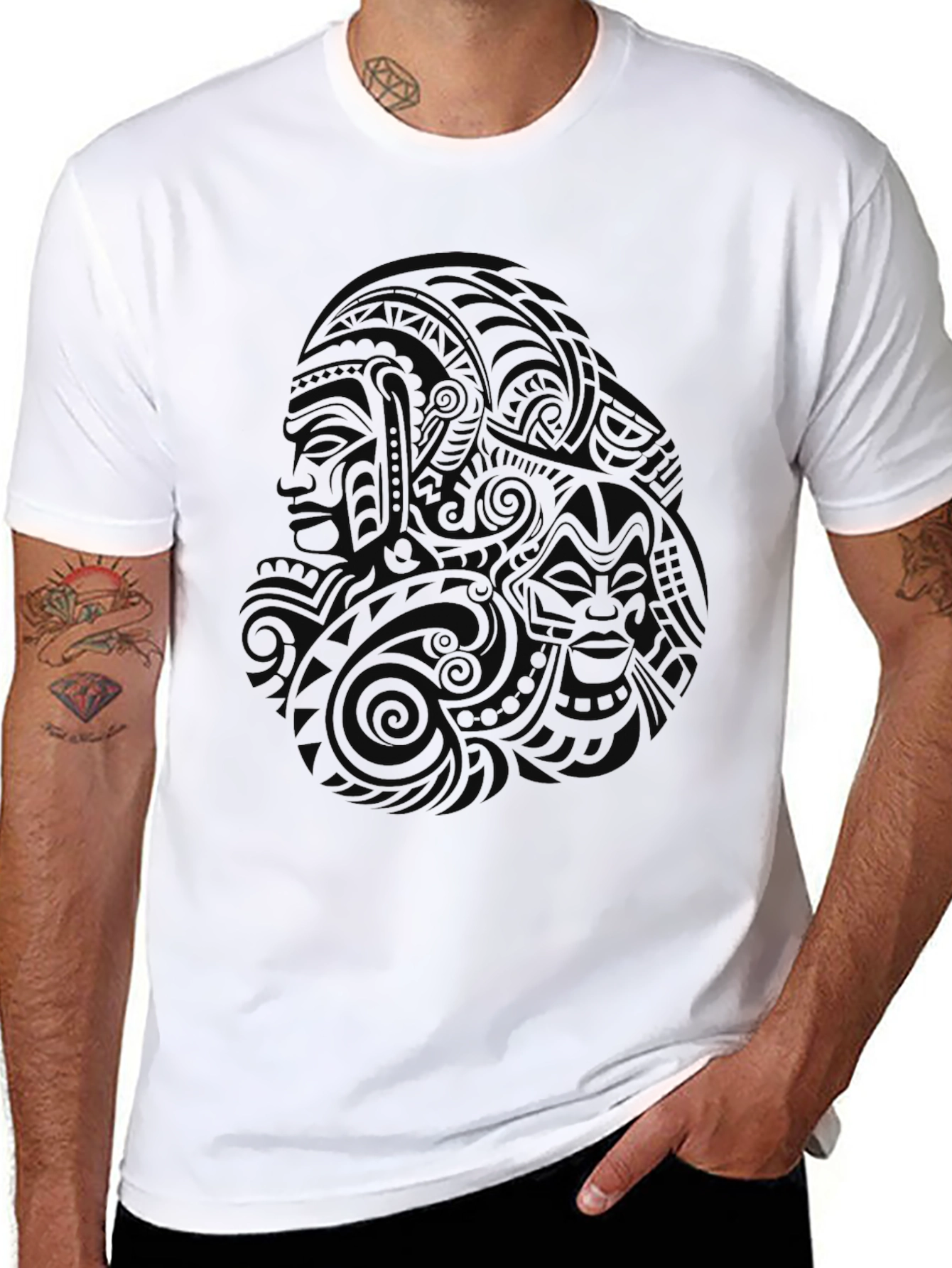 Black Tribal Design T-Shirt
