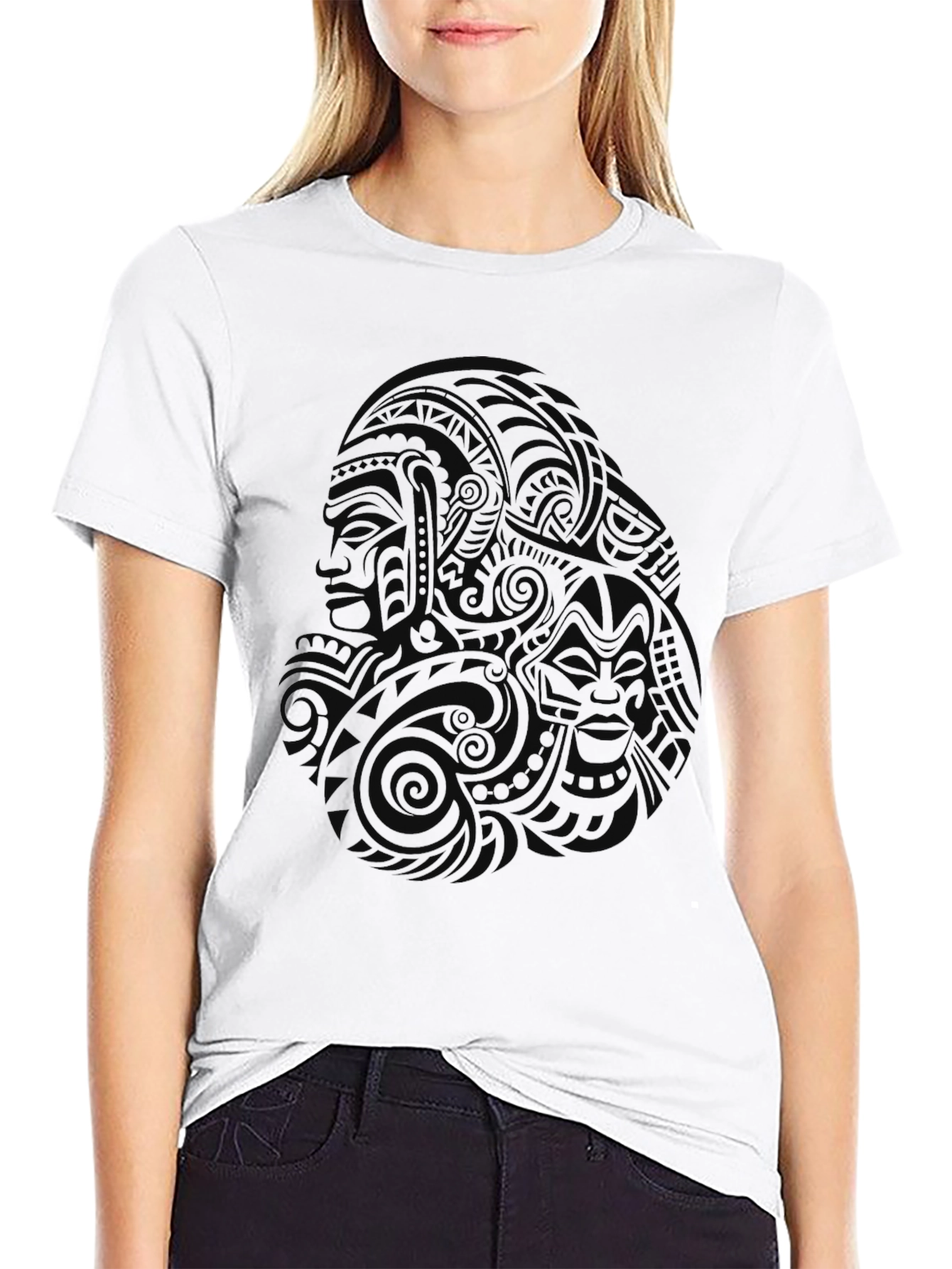 Black Tribal Design T-Shirt