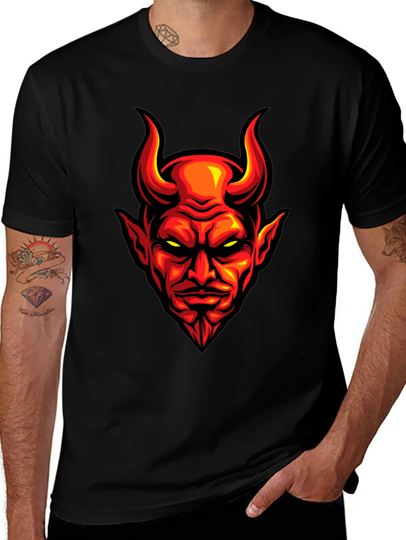 Fiery Devil Graphic Tee - Mens Black T-Shirt