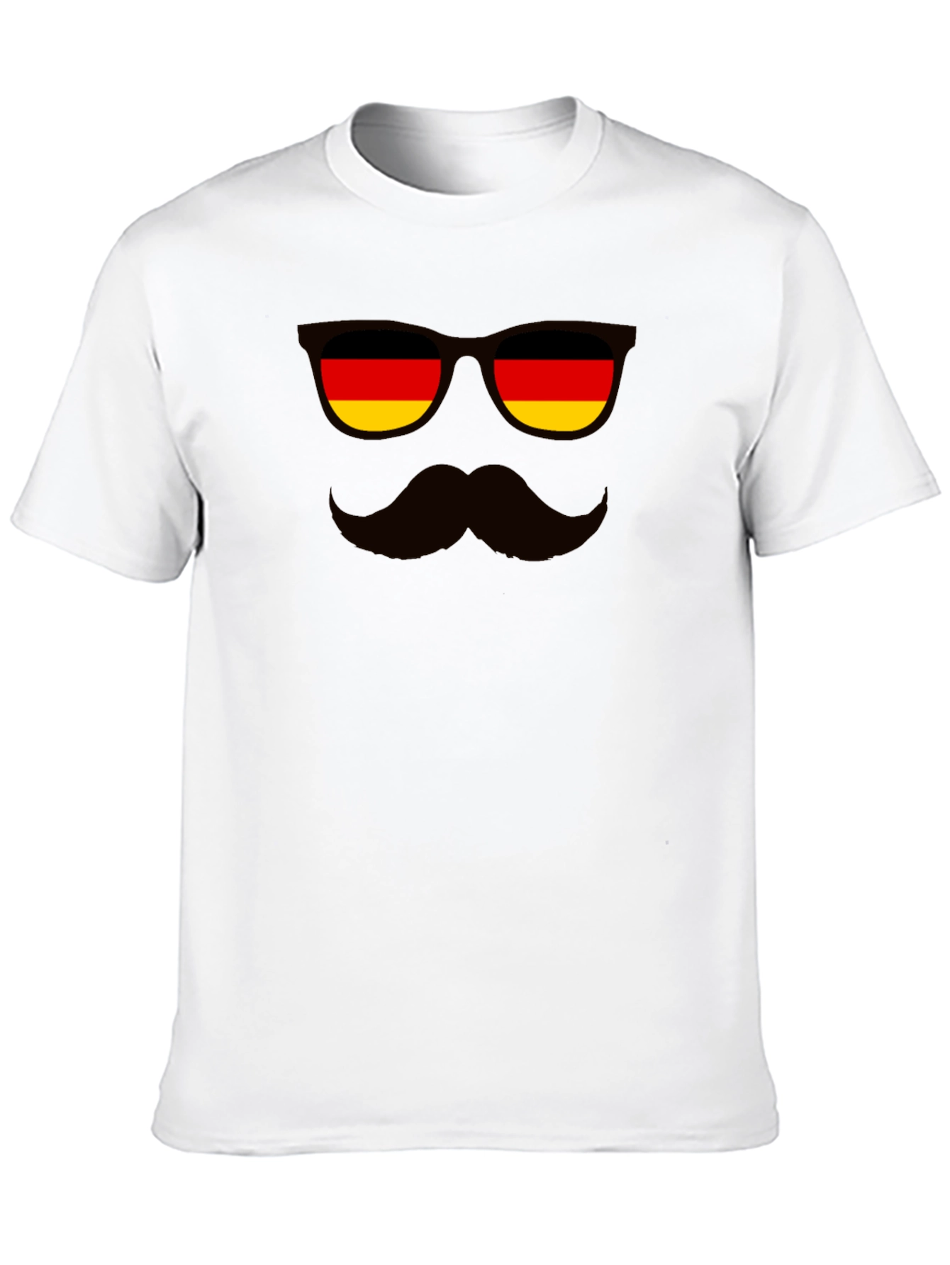 German Flag Sunglasses & Mustache Black T-Shirt