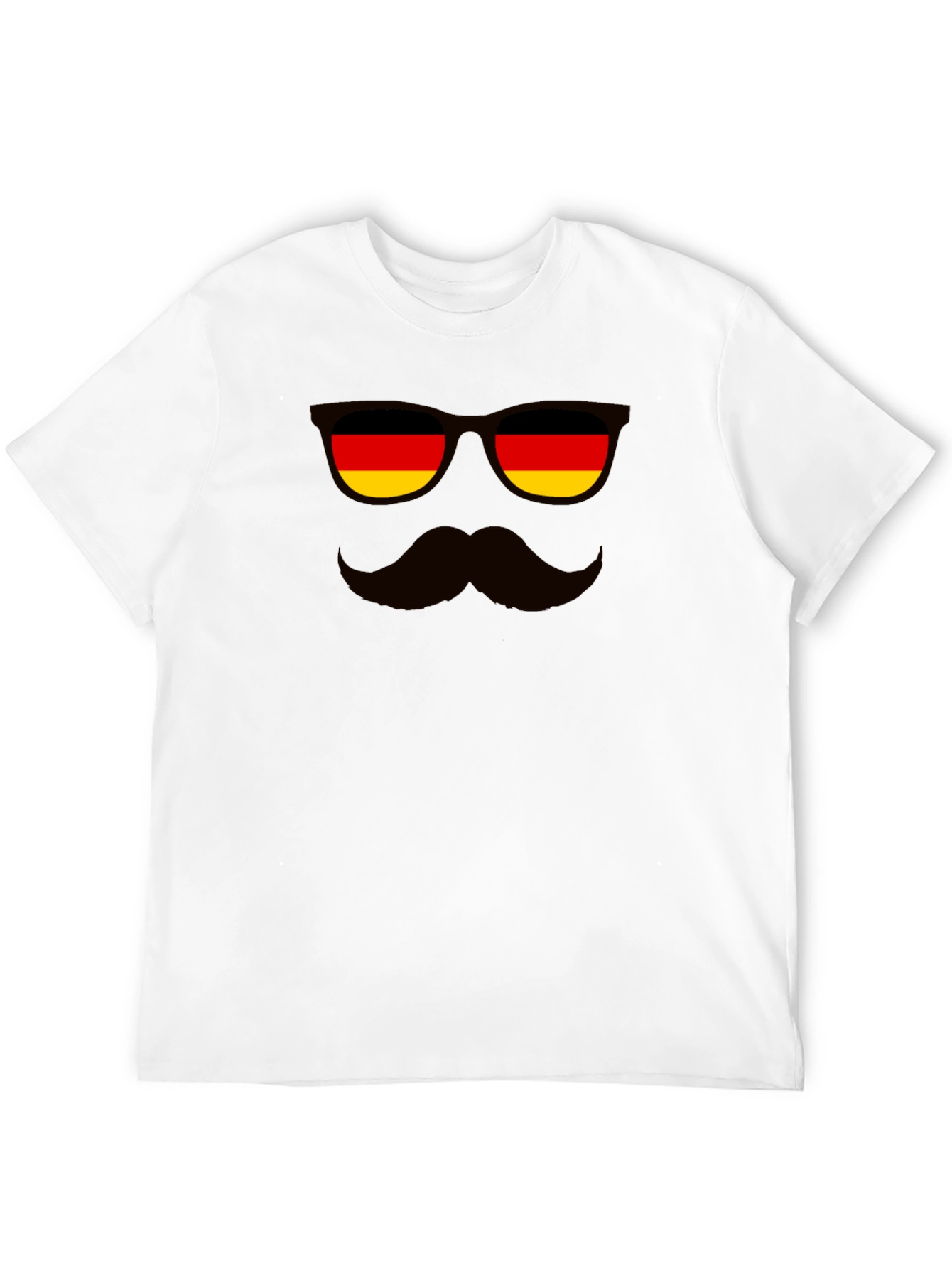 German Flag Sunglasses & Mustache Black T-Shirt