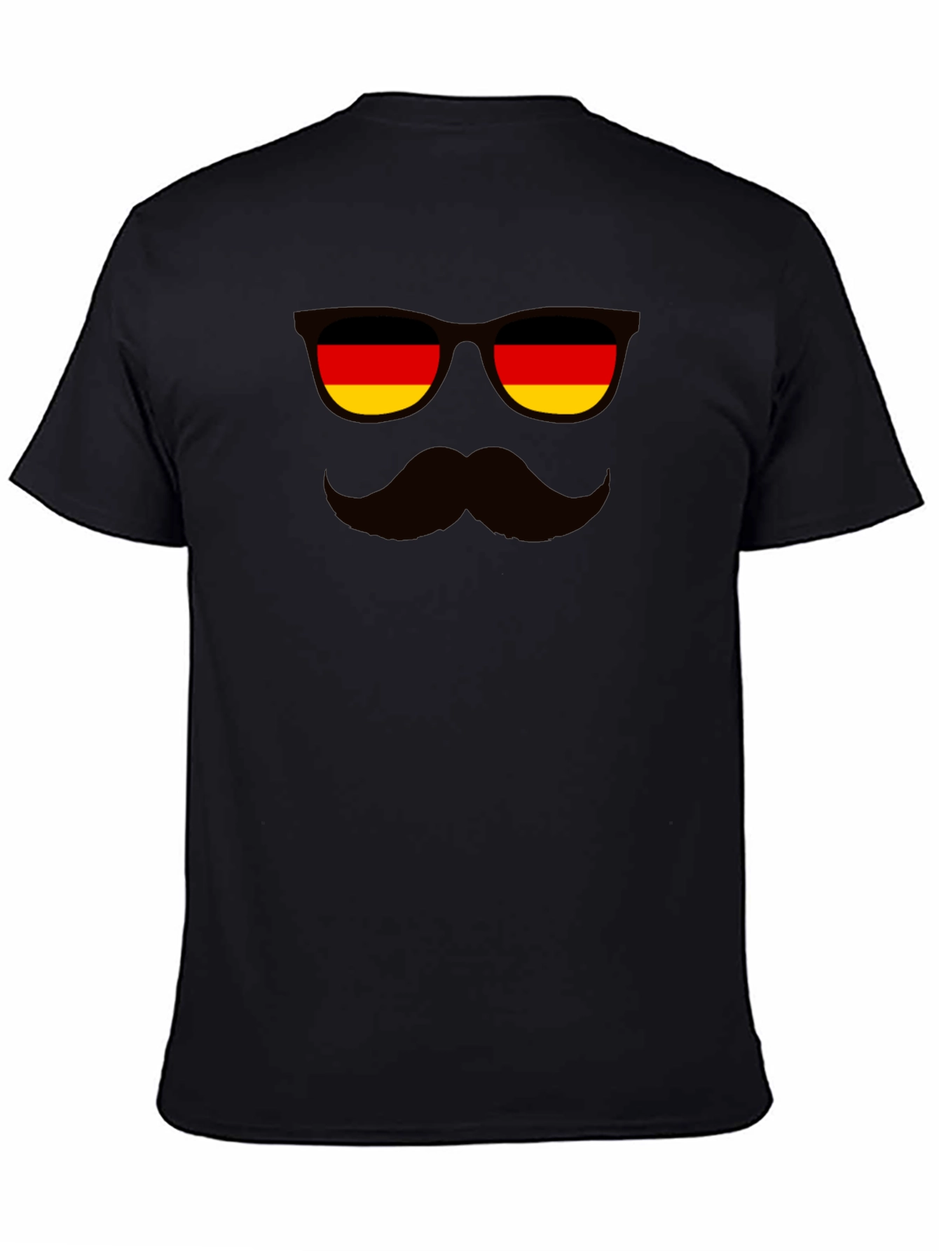 German Flag Sunglasses & Mustache Black T-Shirt