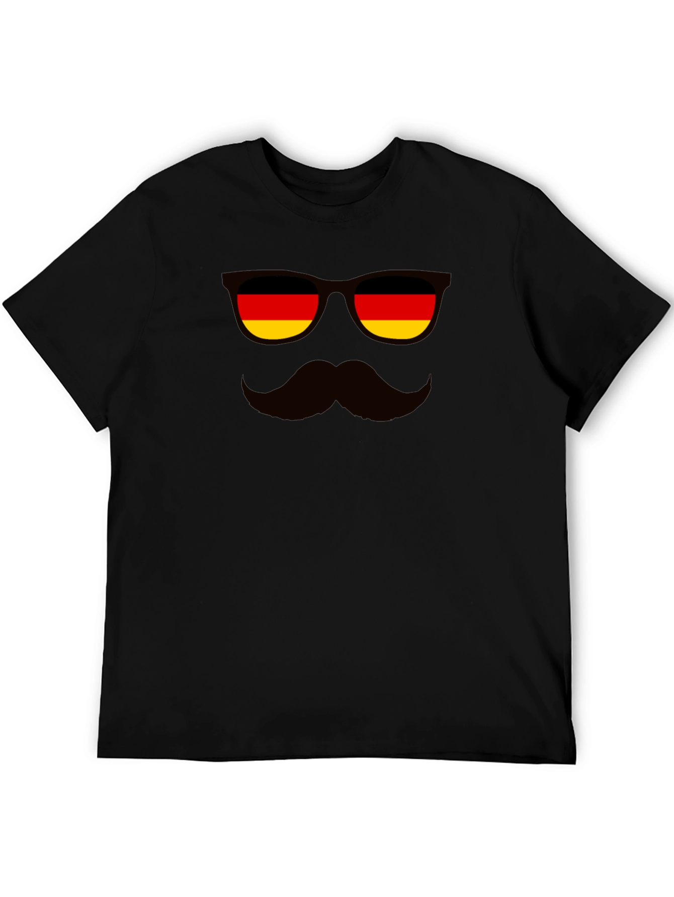 German Flag Sunglasses & Mustache Black T-Shirt
