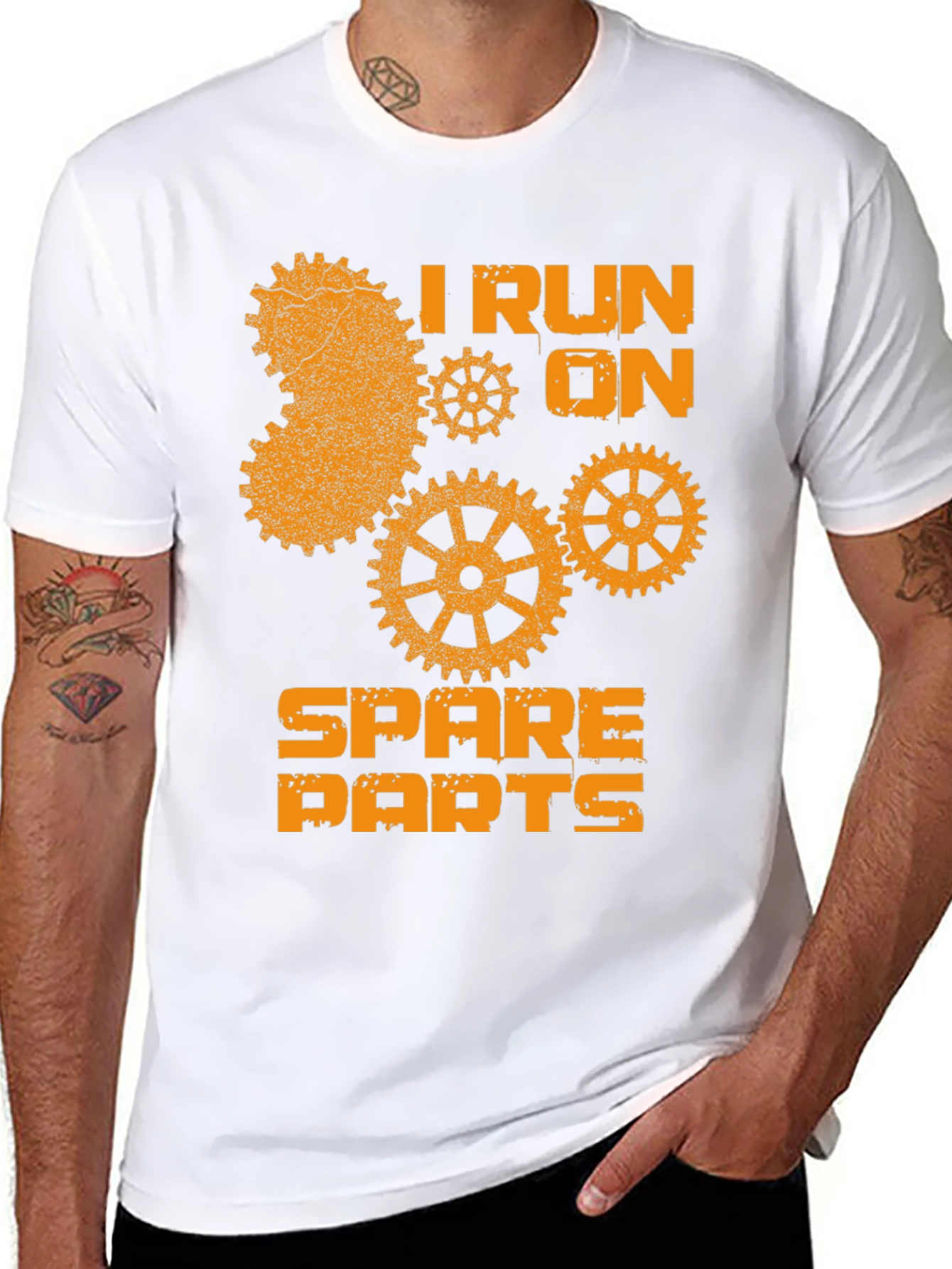 I Run on Spare Parts Mens Black T-Shirt