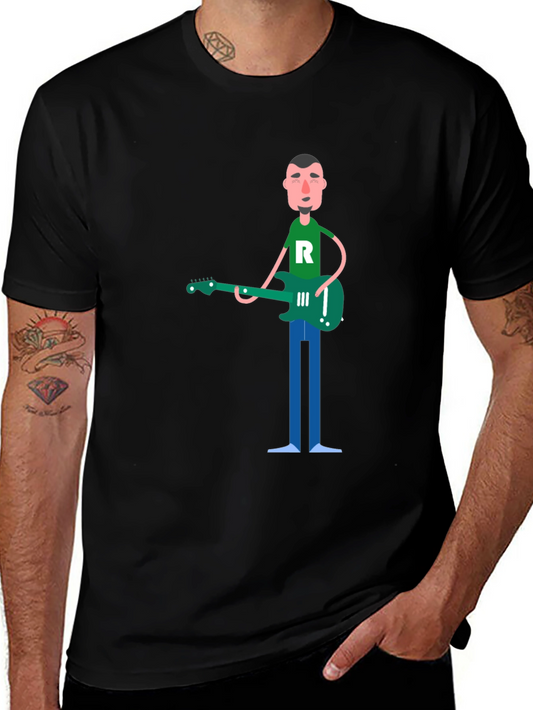 Cartoon Guitarist Graphic T-Shirt