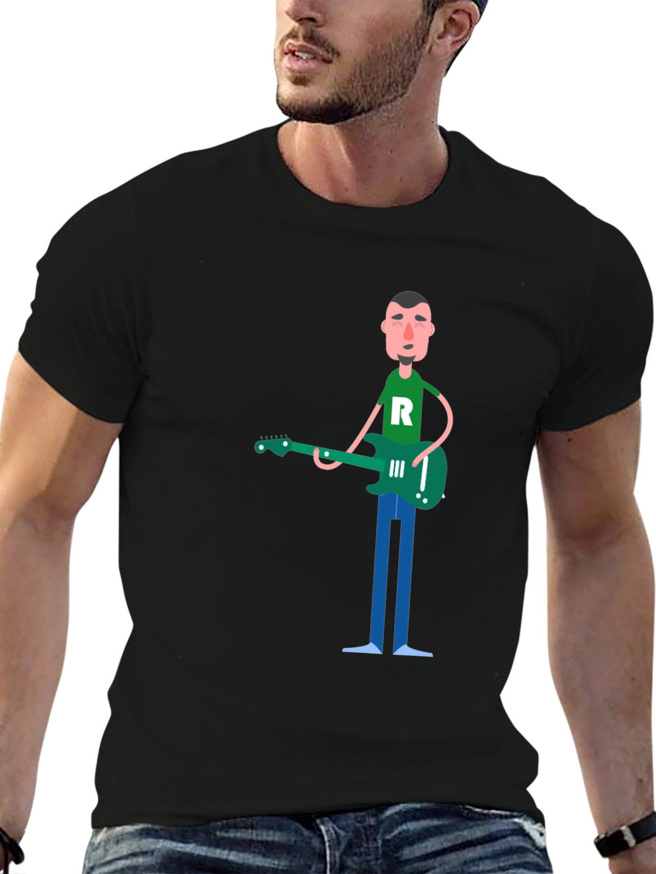 Cartoon Guitarist Graphic T-Shirt