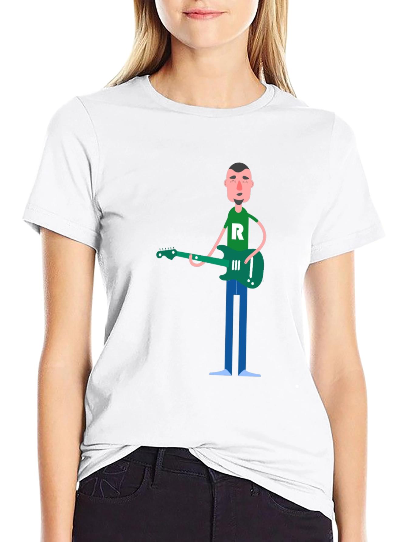 Cartoon Guitarist Graphic T-Shirt