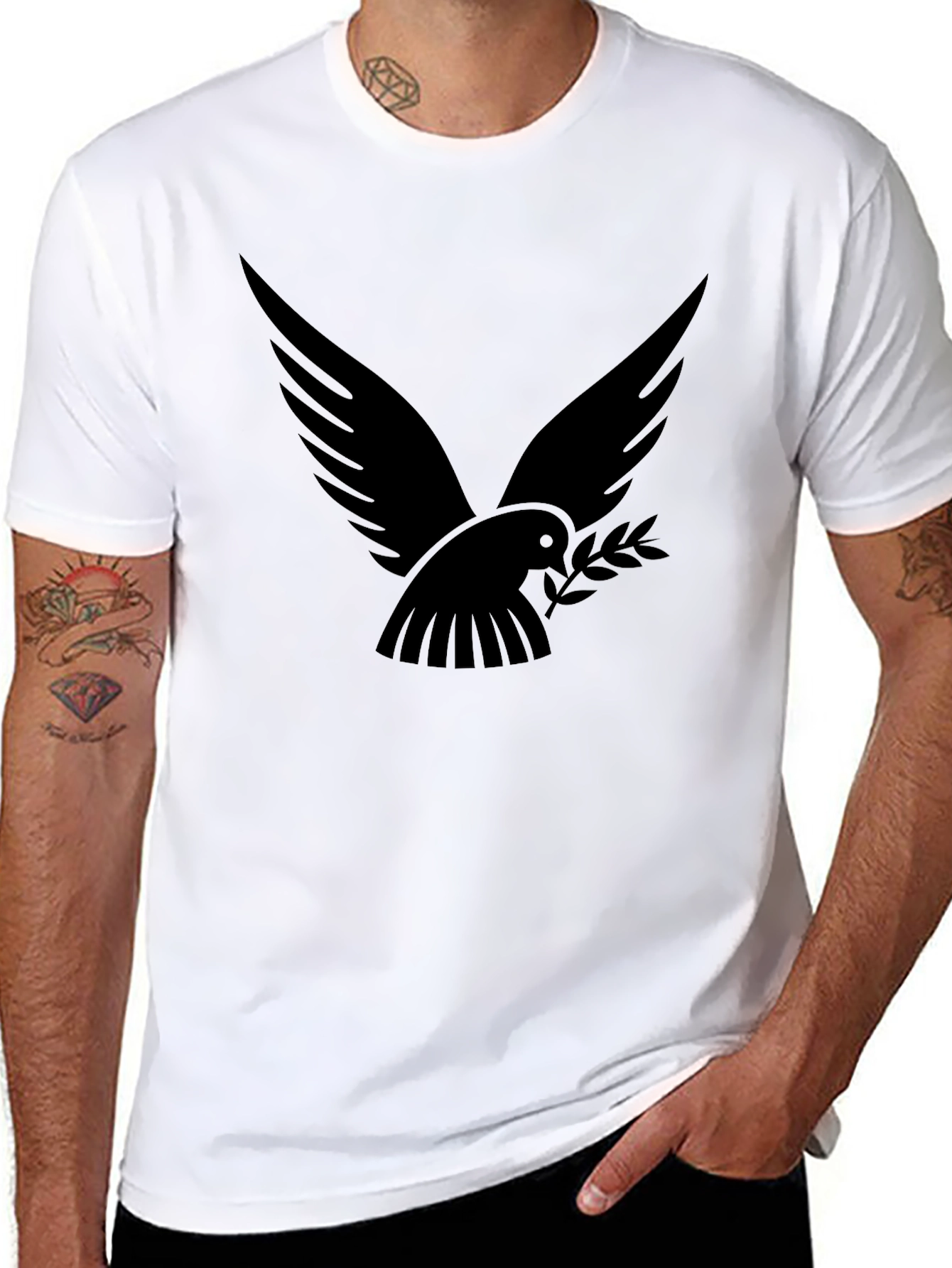 Dove Peace T-Shirt - Soft Black Cotton Graphic Tee