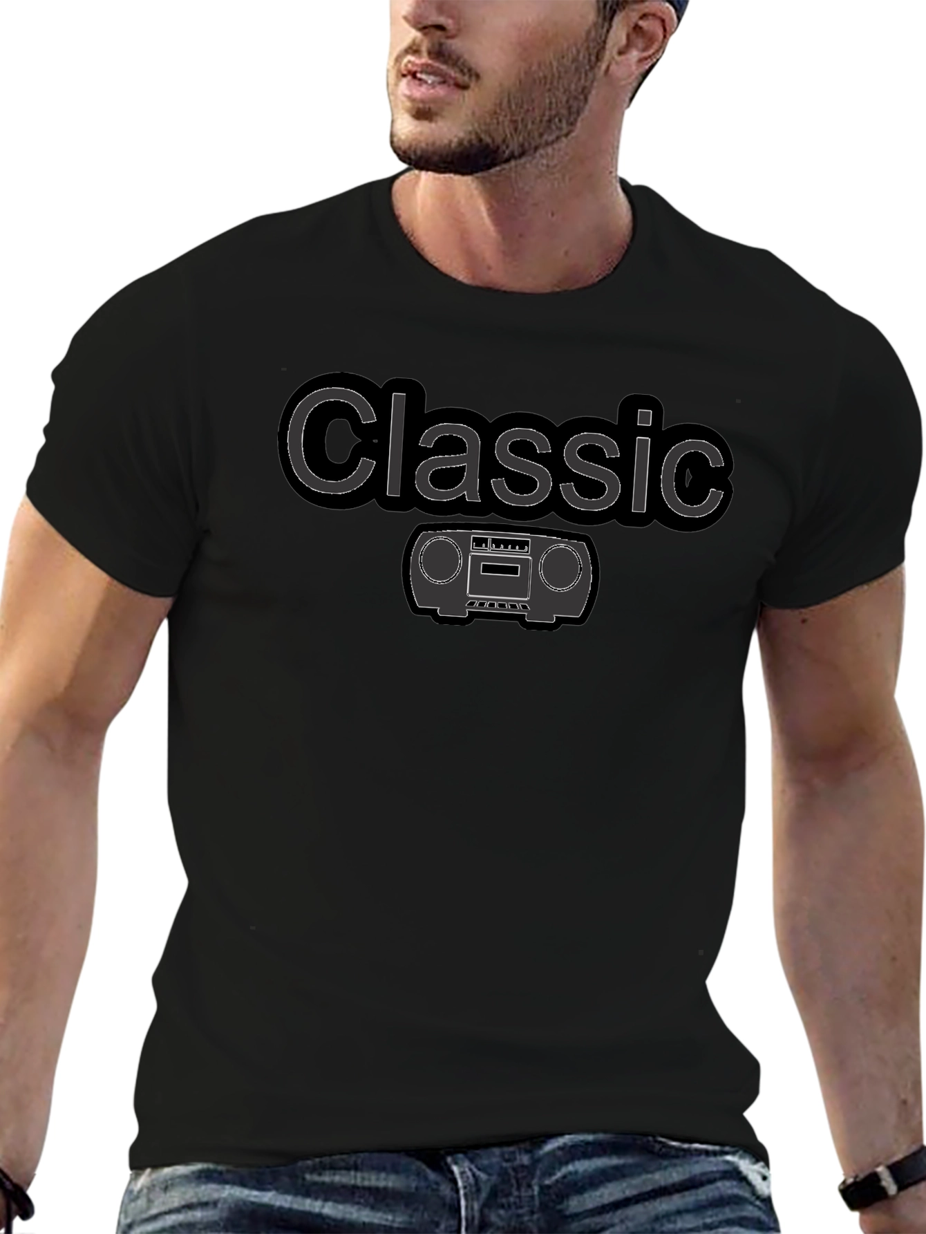 Classic Boombox Graphic Tee - Retro Style T-Shirt