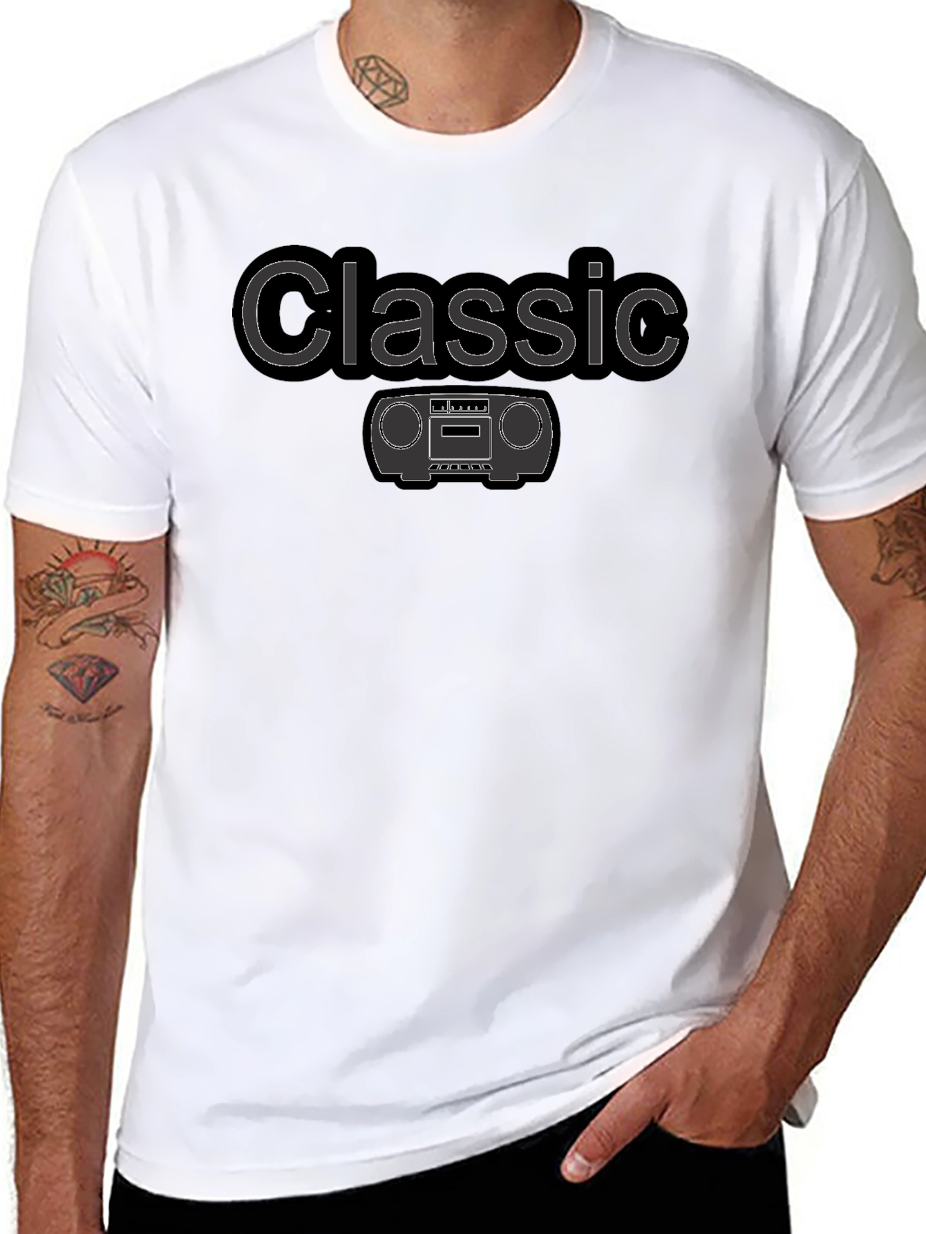 Classic Boombox Graphic Tee - Retro Style T-Shirt