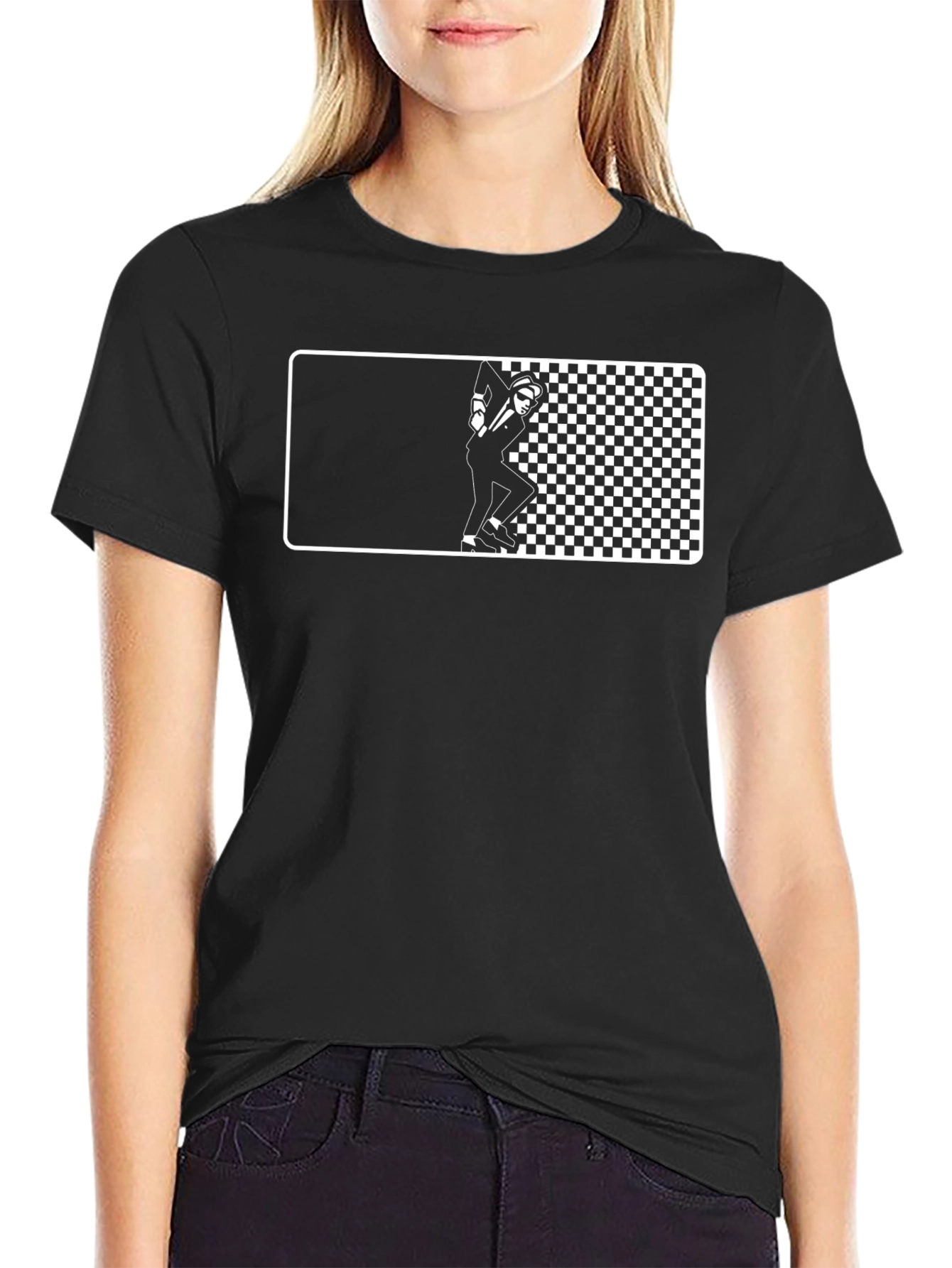 Mod Checkerboard T-Shirt - Black & White Design