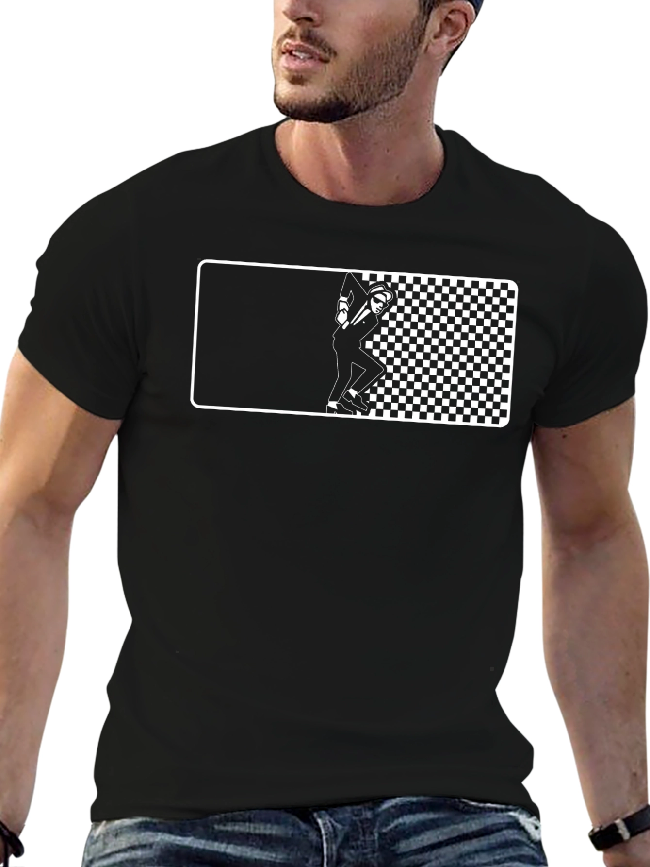 Mod Checkerboard T-Shirt - Black & White Design