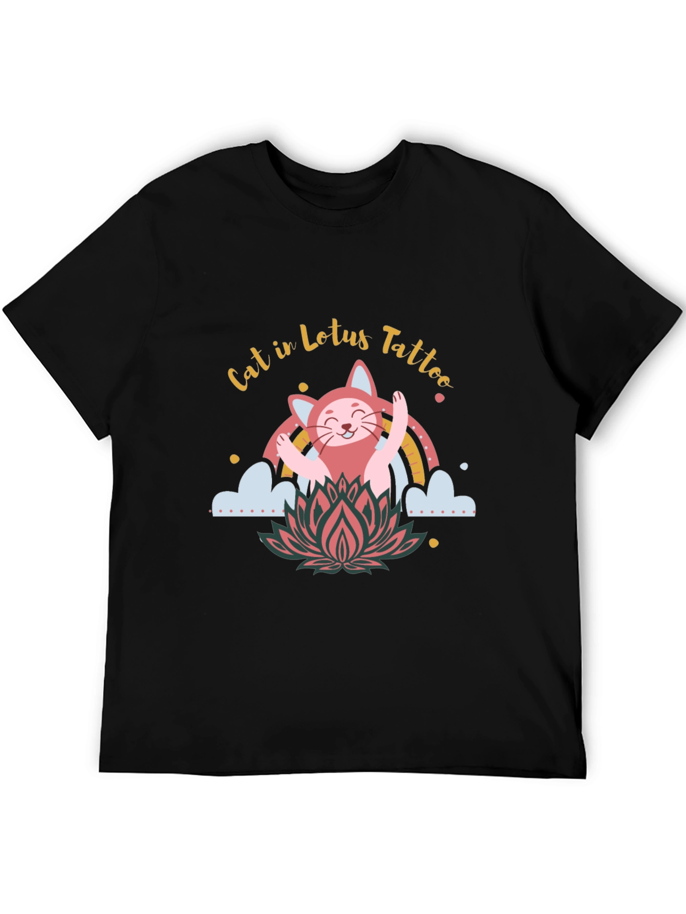 Cat in Lotus Tattoo Graphic Tee